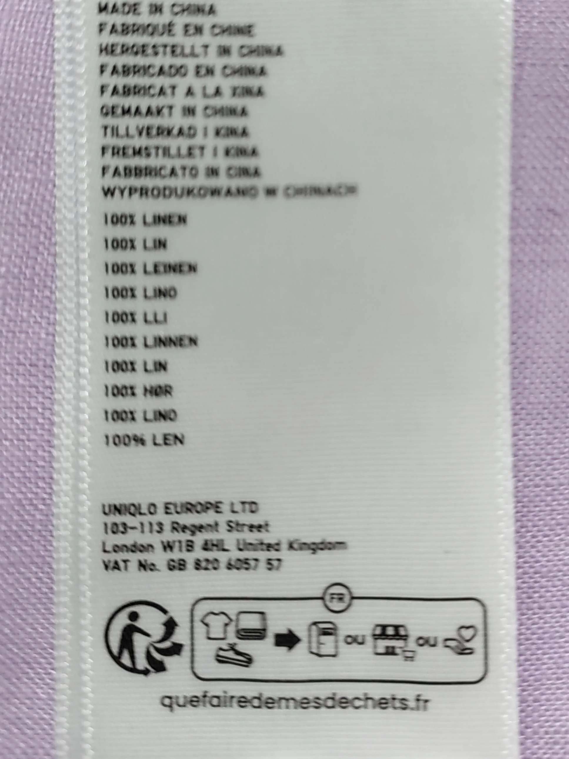 Uniqlo Women's Shirt S Purple 100% Linen Long Sleeve Collared Basic - Image 6