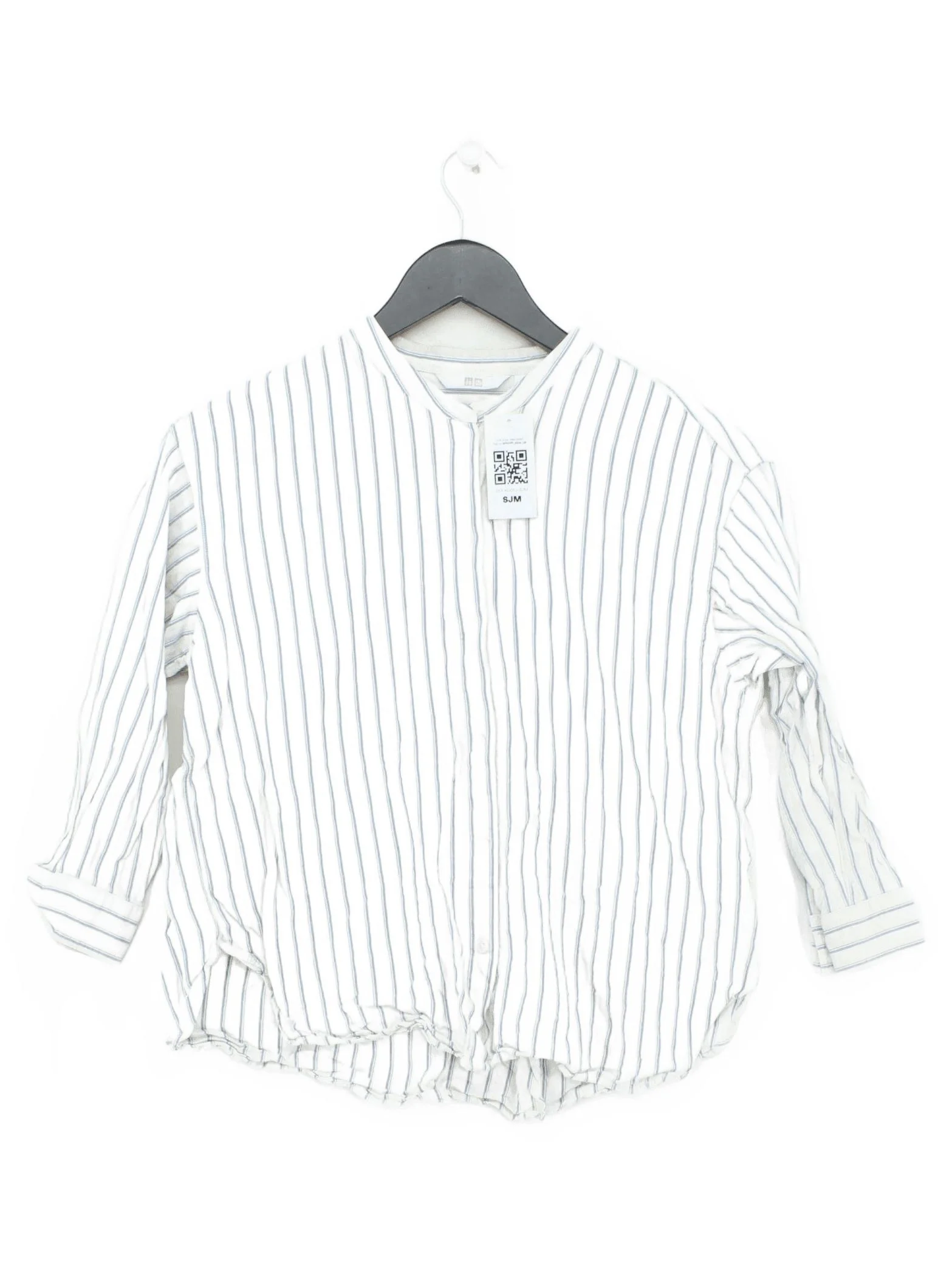 Uniqlo Women's Shirt S White Rayon with Linen, Cotton Basic