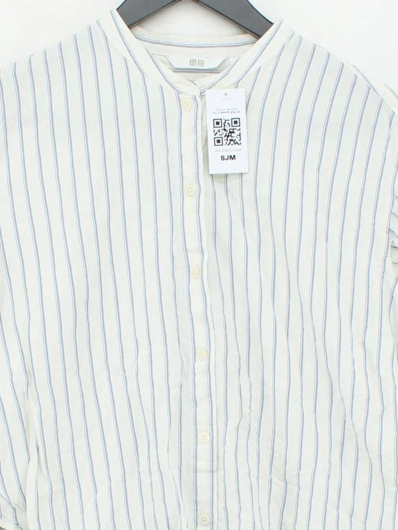 Uniqlo Women's Shirt S White Rayon with Linen, Cotton Basic - Image 3