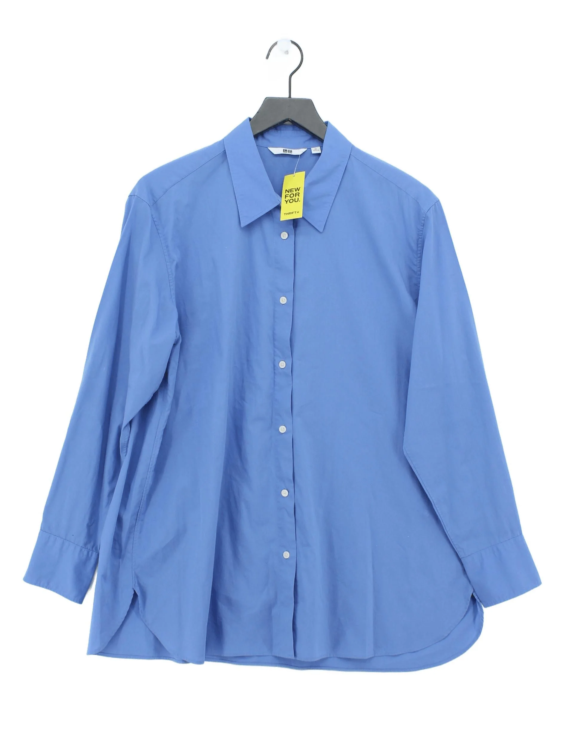Uniqlo Women's Shirt XL Blue 100% Cotton Long Sleeve Collared Basic