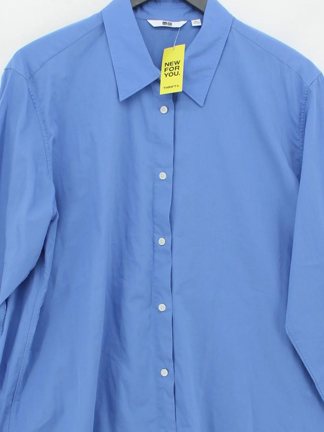Uniqlo Women's Shirt XL Blue 100% Cotton Long Sleeve Collared Basic - Image 3