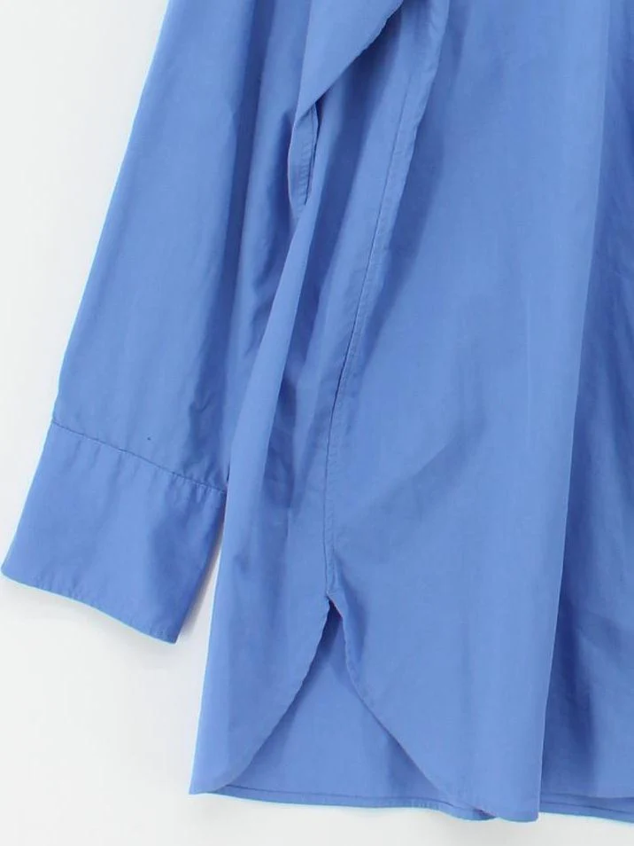 Uniqlo Women's Shirt XL Blue 100% Cotton Long Sleeve Collared Basic - Image 4
