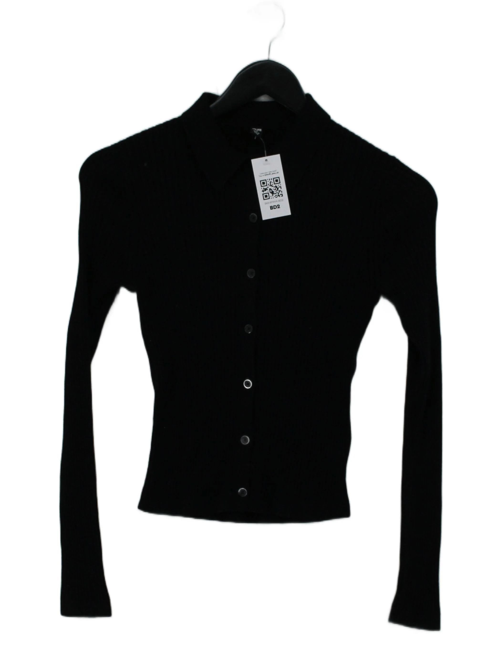 Uniqlo Women's Shirt XS Black 100% Wool Long Sleeve Collared Basic