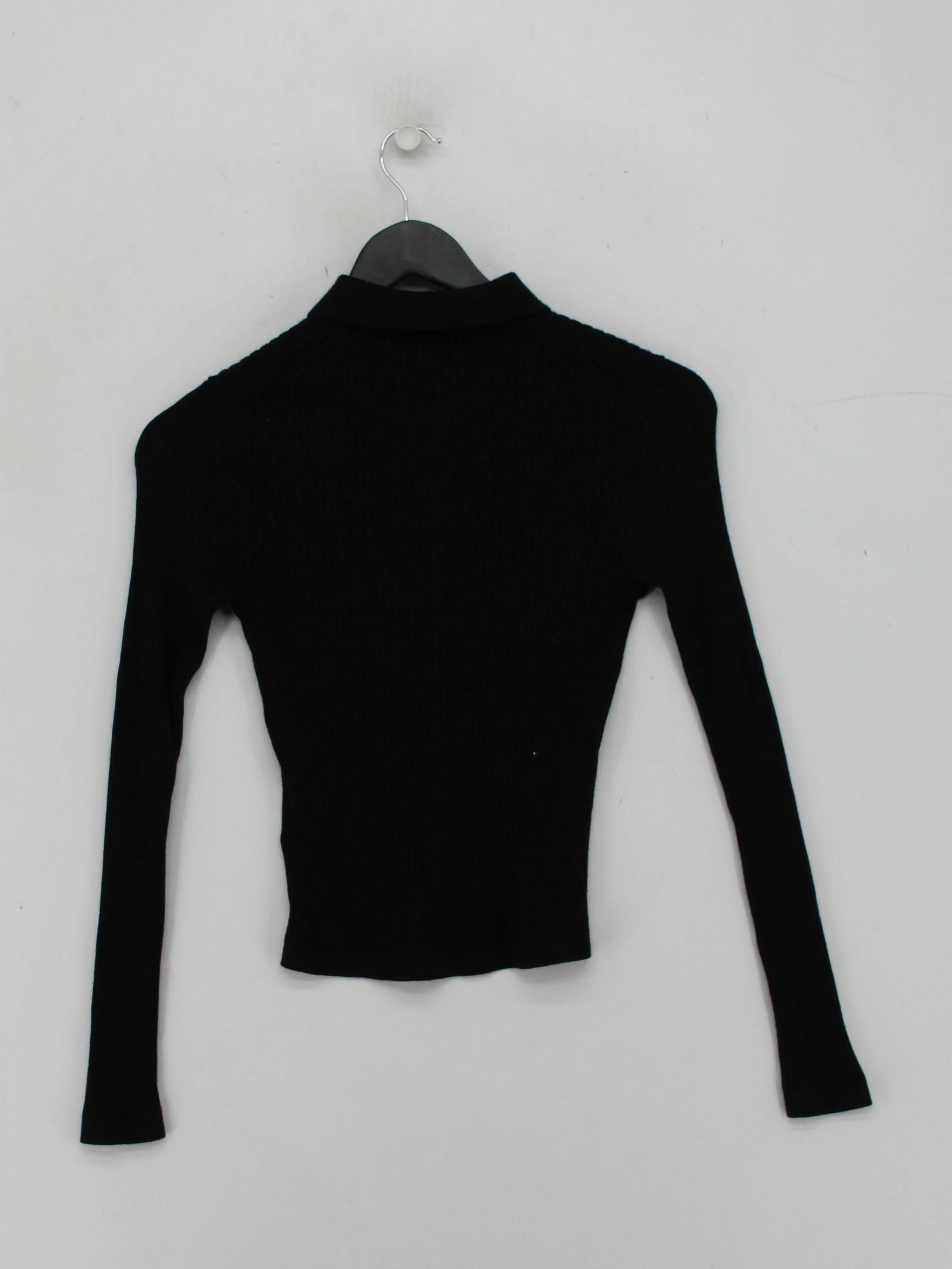 Uniqlo Women's Shirt XS Black 100% Wool Long Sleeve Collared Basic - Image 2
