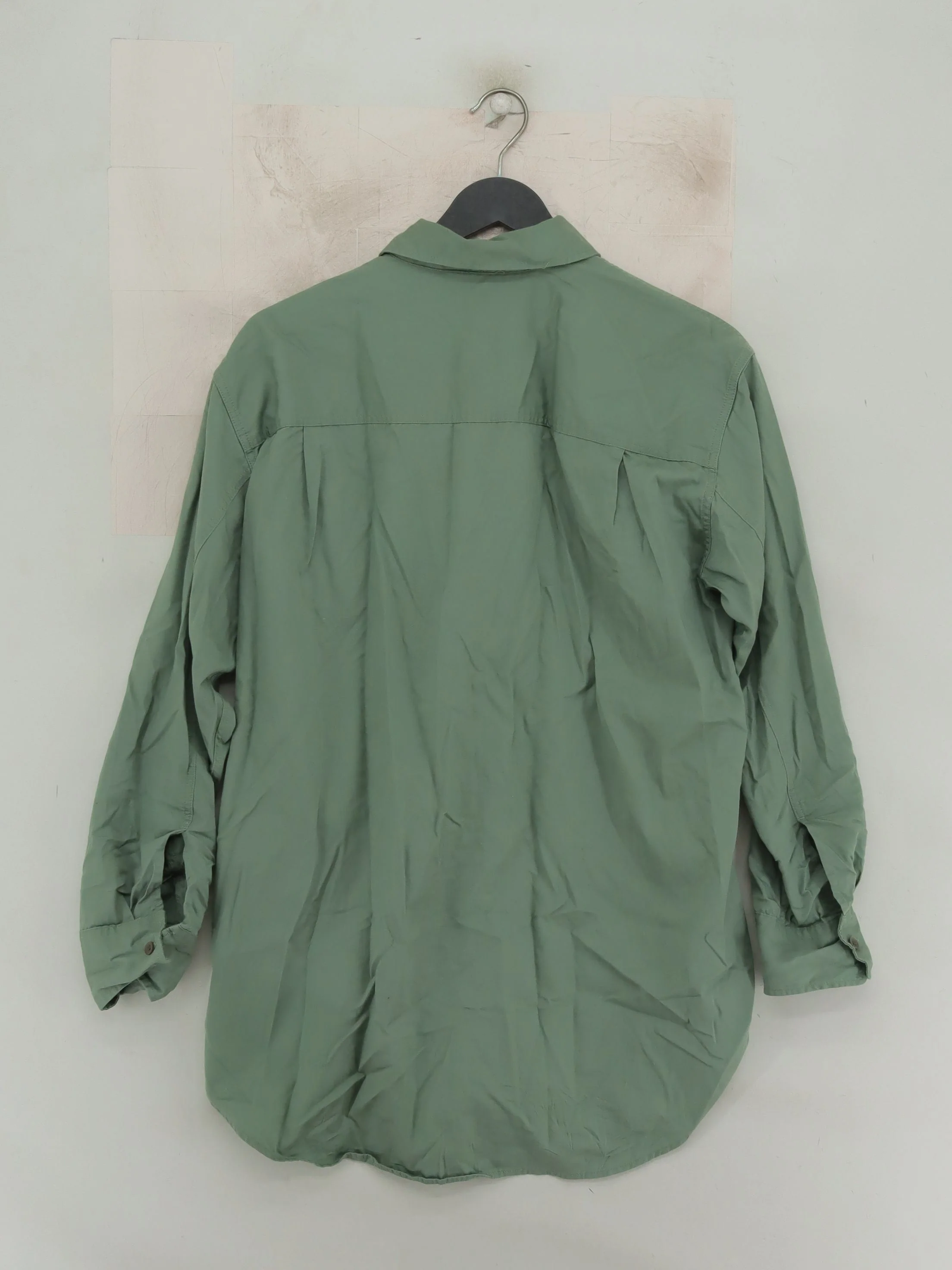 Uniqlo Women's Shirt XS Green 100% Cotton Long Sleeve Collared Basic - Image 2