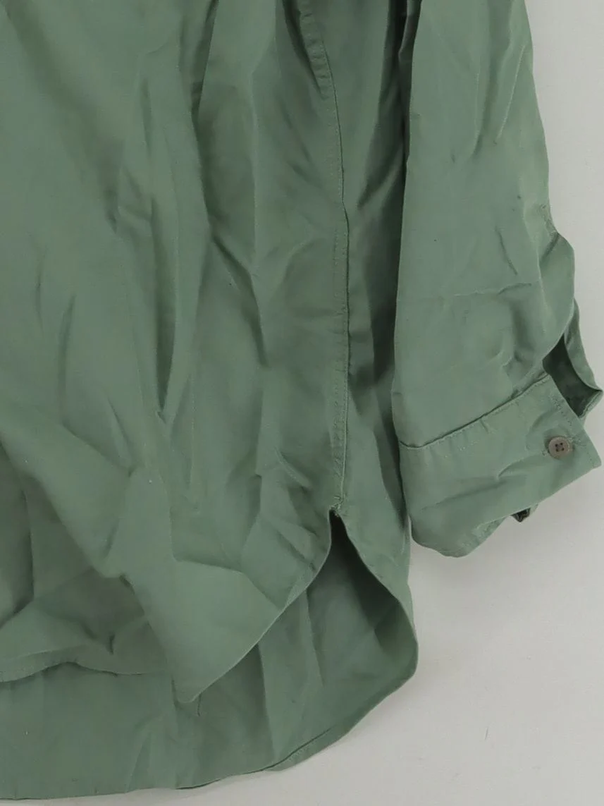 Uniqlo Women's Shirt XS Green 100% Cotton Long Sleeve Collared Basic - Image 4
