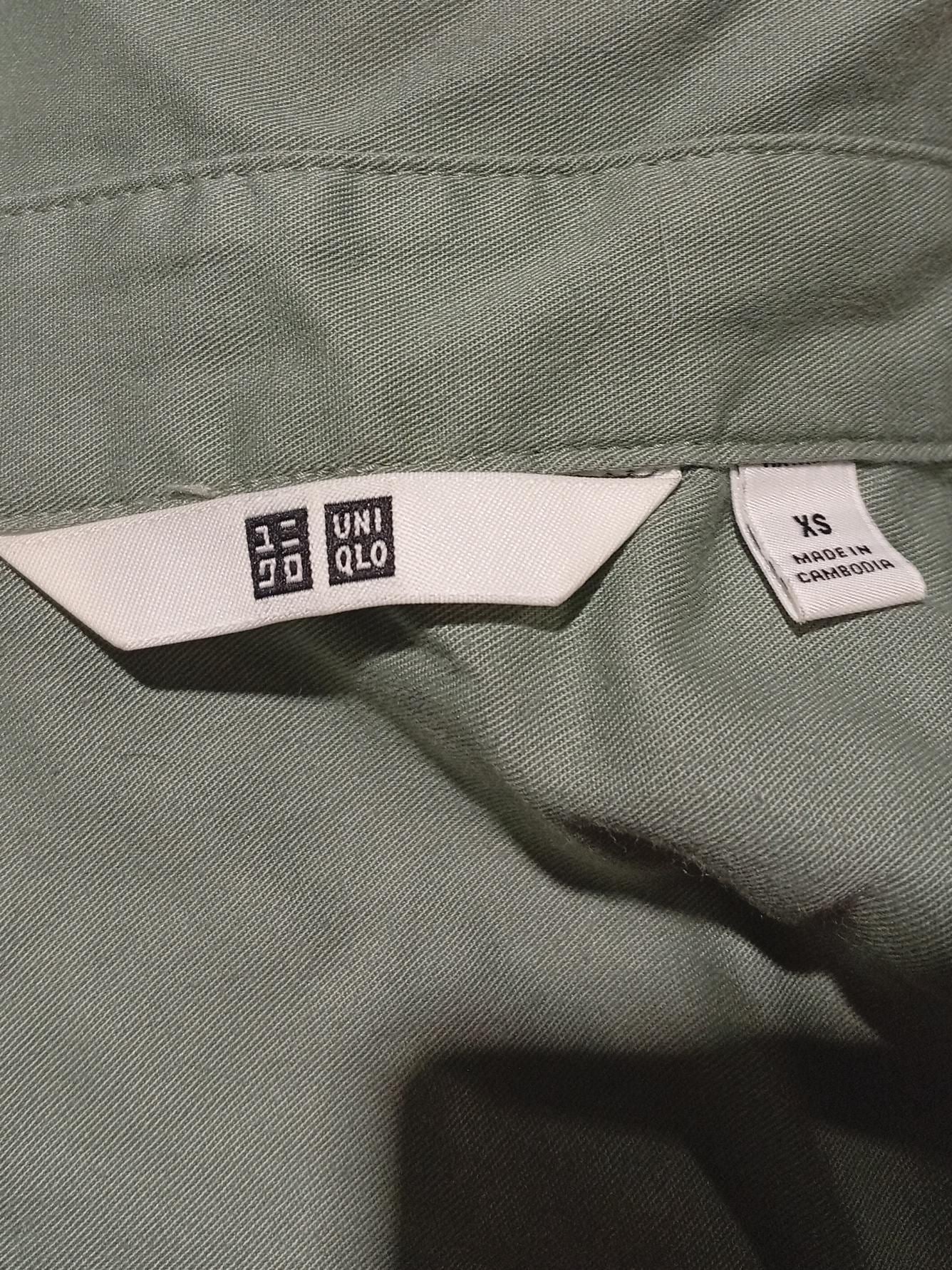Uniqlo Women's Shirt XS Green 100% Cotton Long Sleeve Collared Basic - Image 5