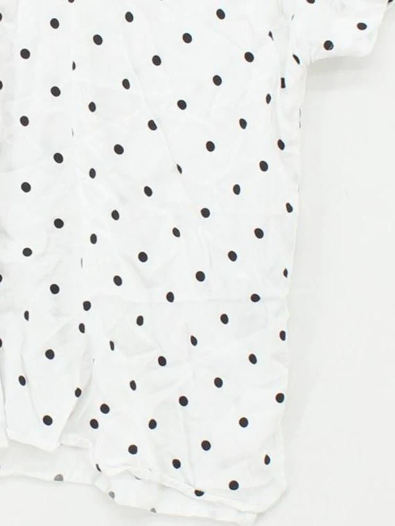 Uniqlo Women's Shirt XS White Polkadot 100% Viscose Short Sleeve Collared Basic - Image 4