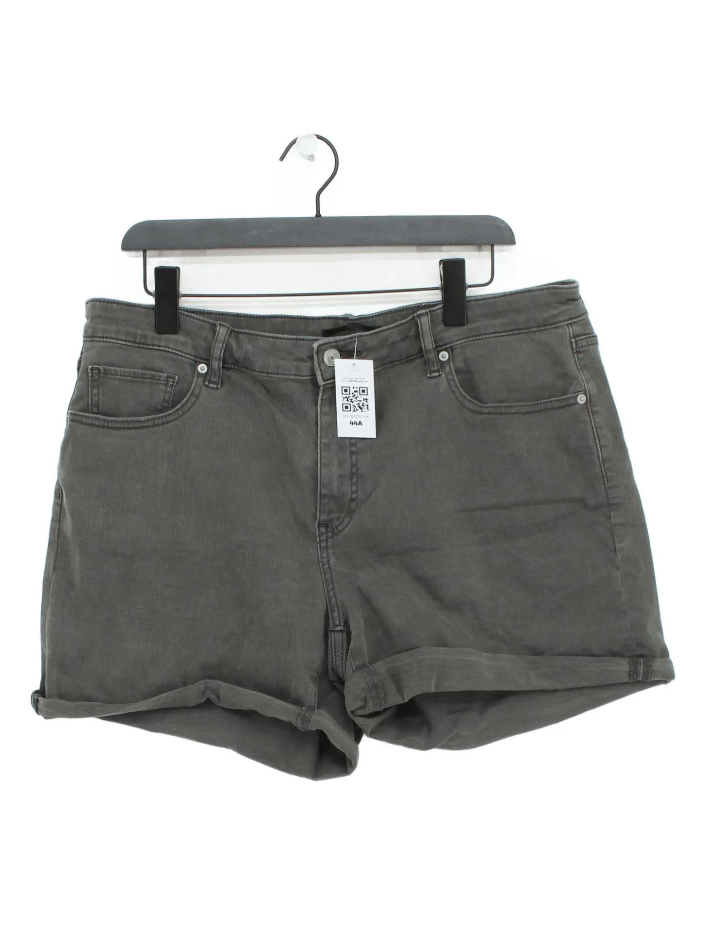 Uniqlo Women's Shorts W 32 in Grey Cotton with Polyester, Elastane Cut-Off