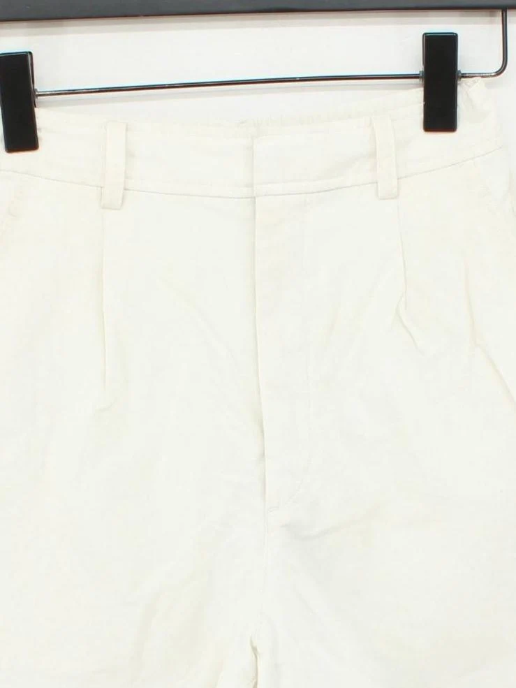 Uniqlo Women's Shorts XS Cream Viscose with Linen, Polyester Mom - Image 3