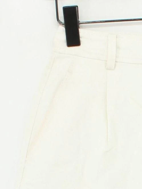 Uniqlo Women's Shorts XS Cream Viscose with Linen, Polyester Mom - Image 4