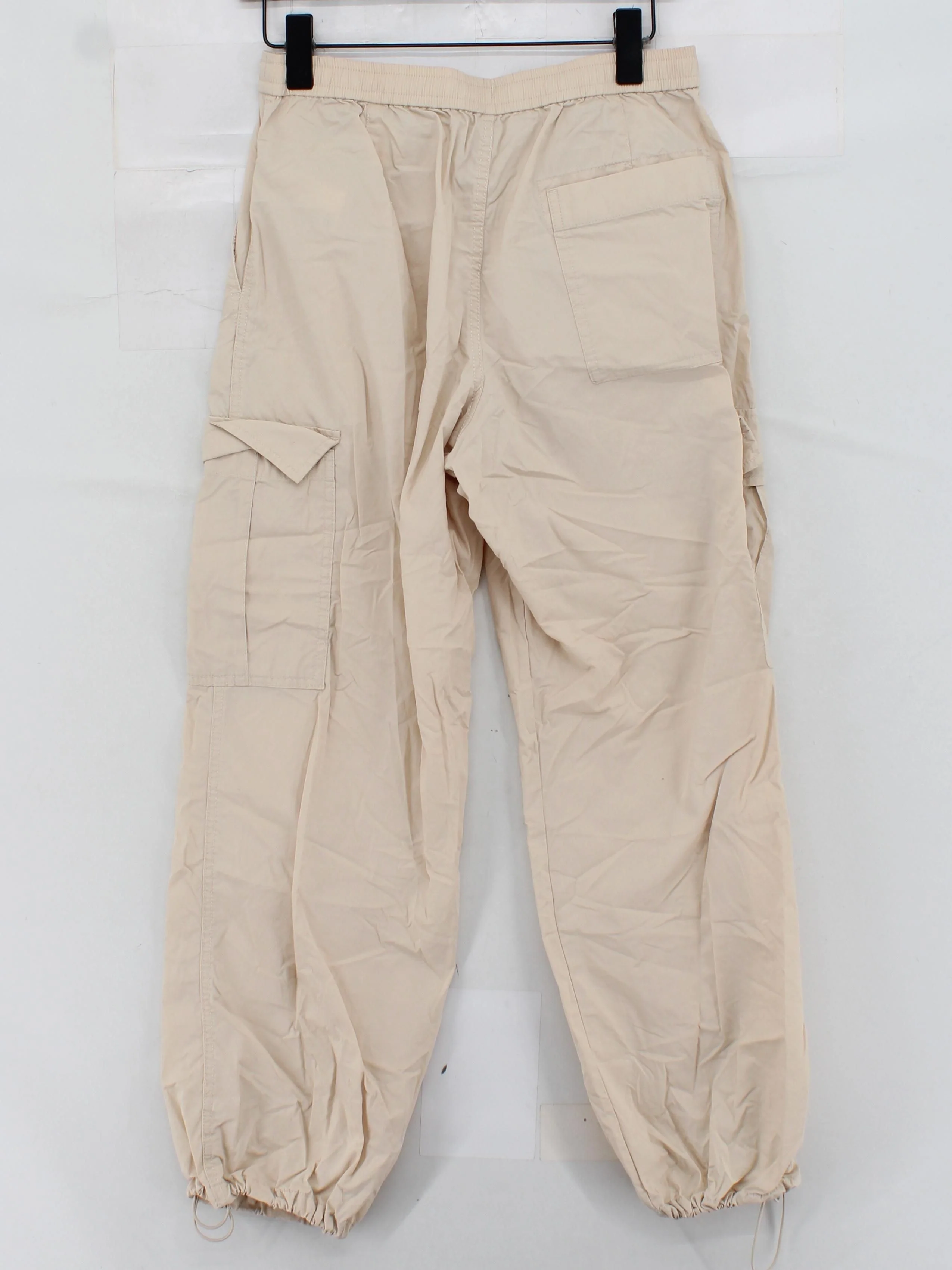 Uniqlo Women's Sports Bottoms S Cream Cotton with Polyamide Tapered Sweatpants - Image 2
