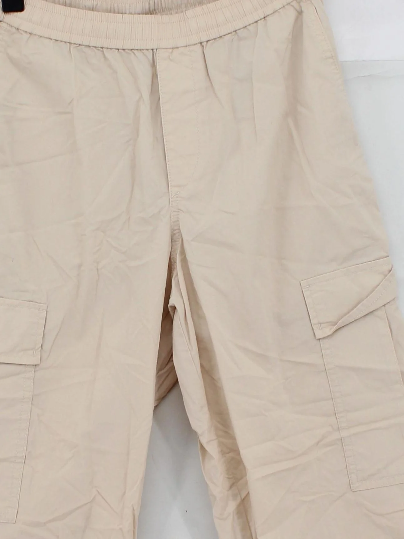 Uniqlo Women's Sports Bottoms S Cream Cotton with Polyamide Tapered Sweatpants - Image 3