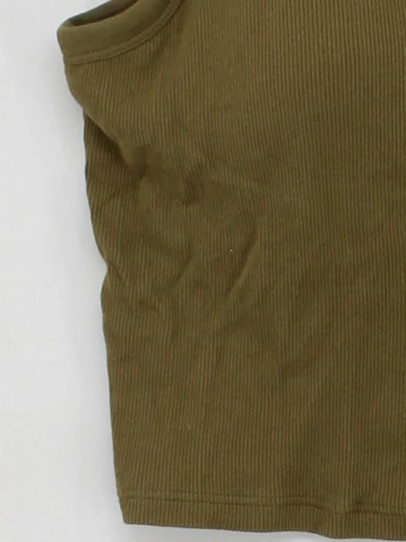 Uniqlo Women's T-Shirt L Green Cotton with Elastane, Polyester Basic - Image 4