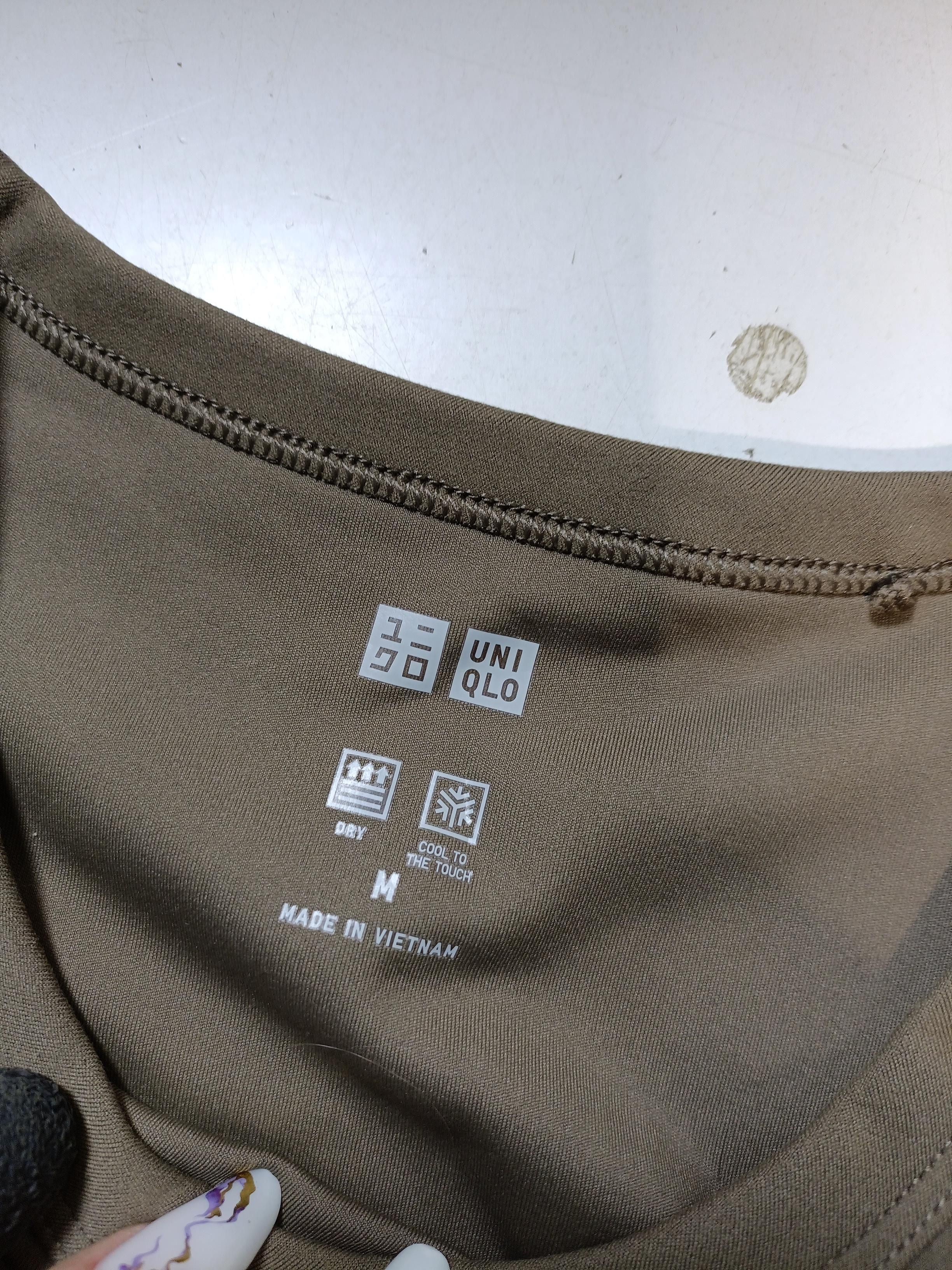 Uniqlo Women's T-Shirt M Brown 100% Other Short Sleeve Round Neck Basic - Image 5