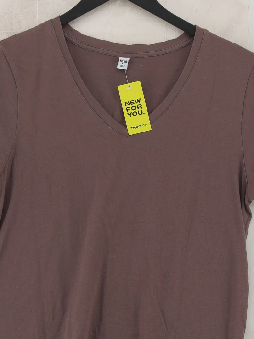 Uniqlo Women's T-Shirt M Brown 100% Other Short Sleeve V-Neck Basic - Image 3