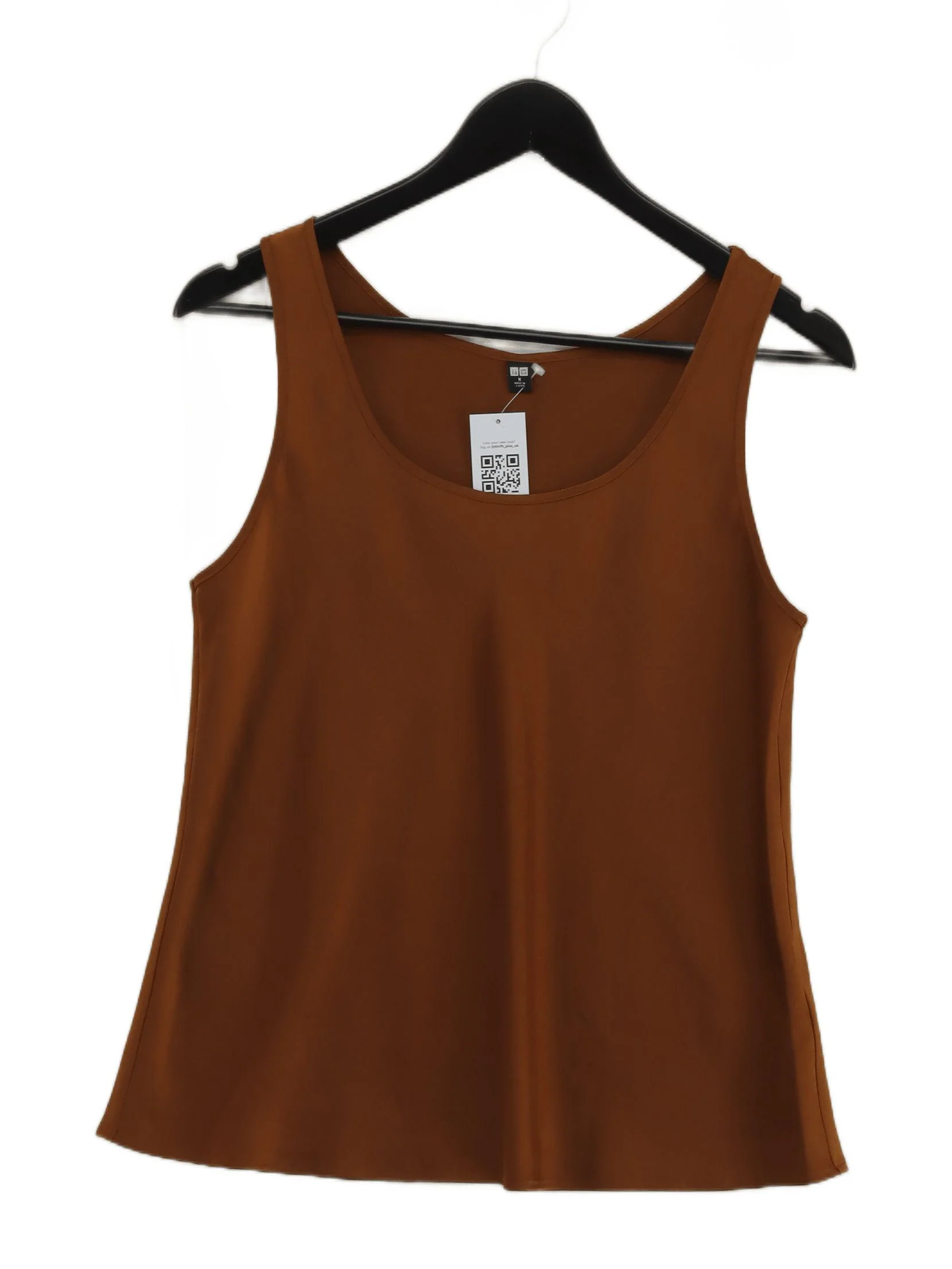 Uniqlo Women's T-Shirt M Brown Polyester with Elastane Basic