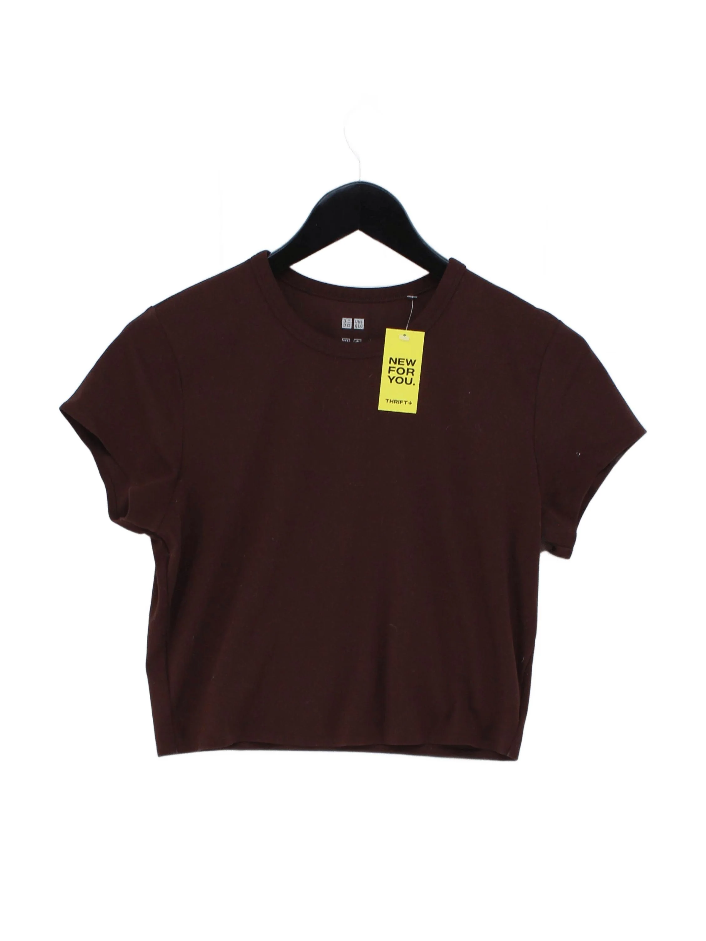 Uniqlo Women's T-Shirt M Brown Polyester with Elastane Basic