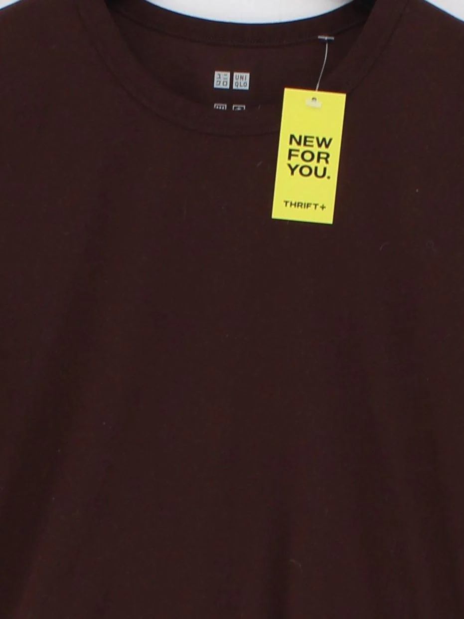 Uniqlo Women's T-Shirt M Brown Polyester with Elastane Basic - Image 3