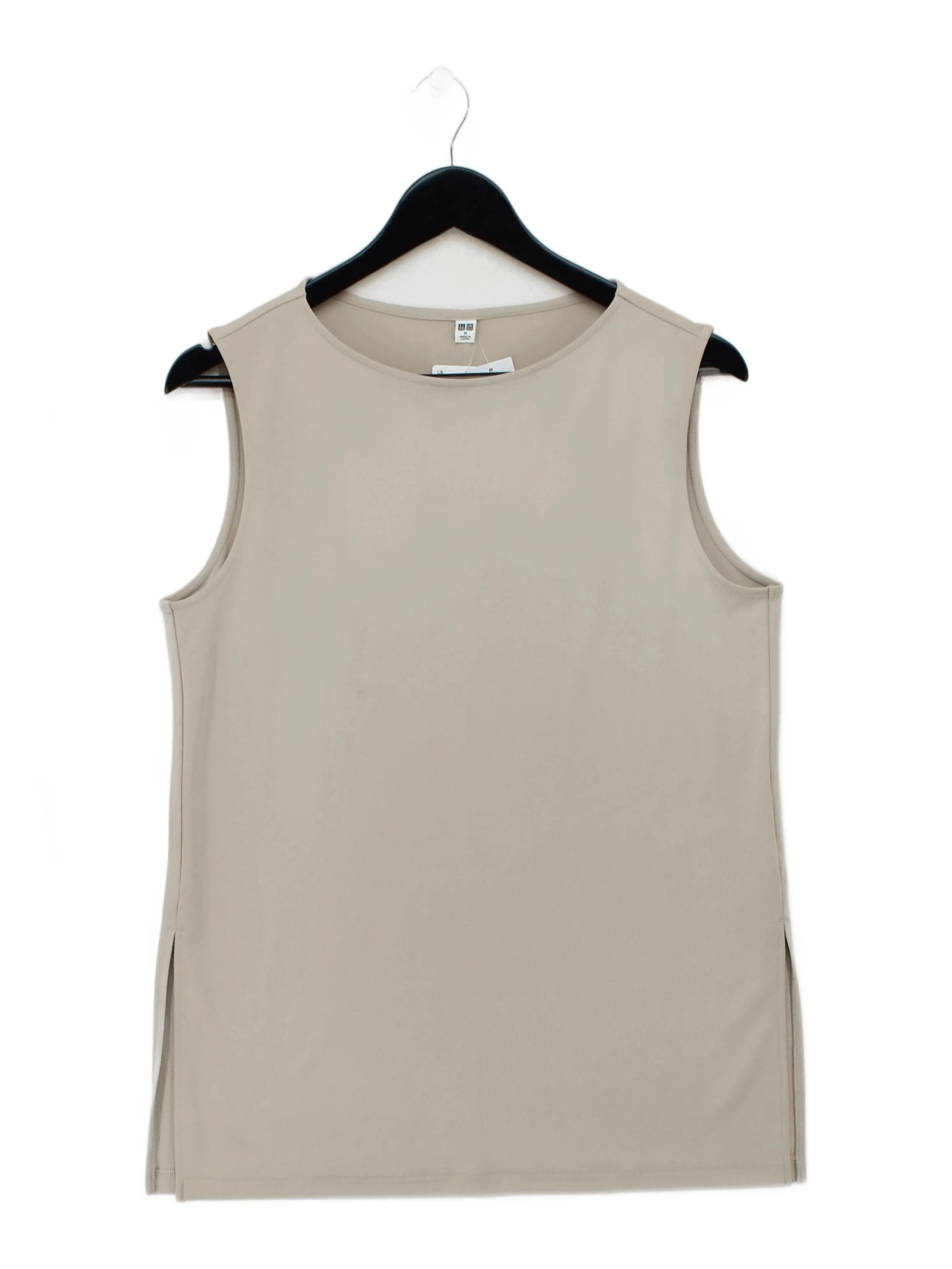 Uniqlo Women's T-Shirt M Cream Polyester with Elastane Basic