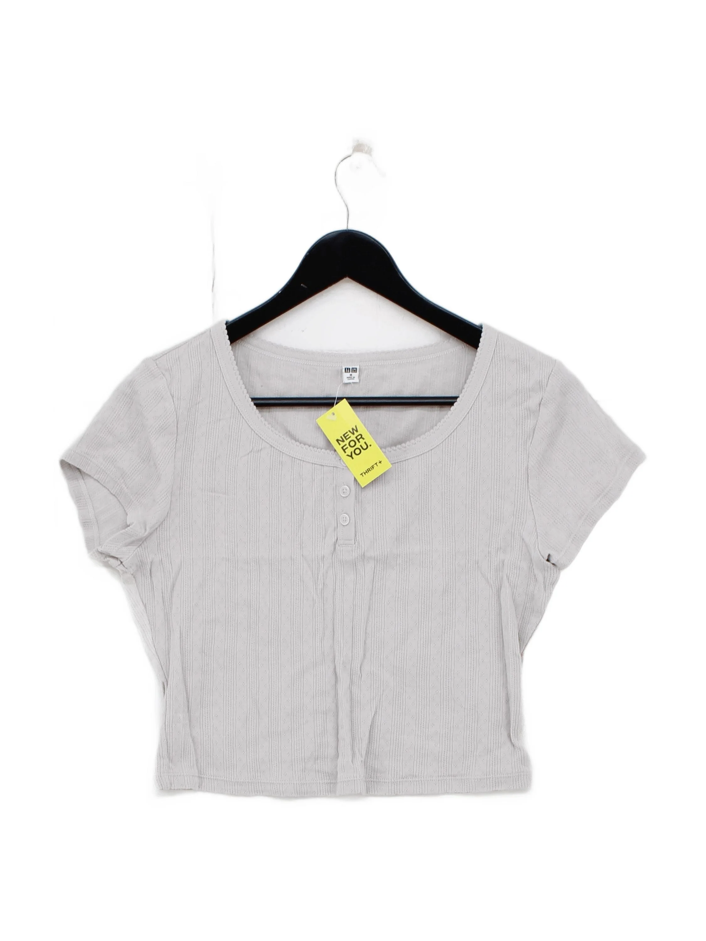 Uniqlo Women's T-Shirt M Grey Cotton with Polyester Basic
