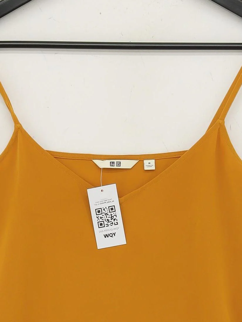 Uniqlo Women's T-Shirt M Yellow 100% Other Sleeveless Square Neck Camisole - Image 3