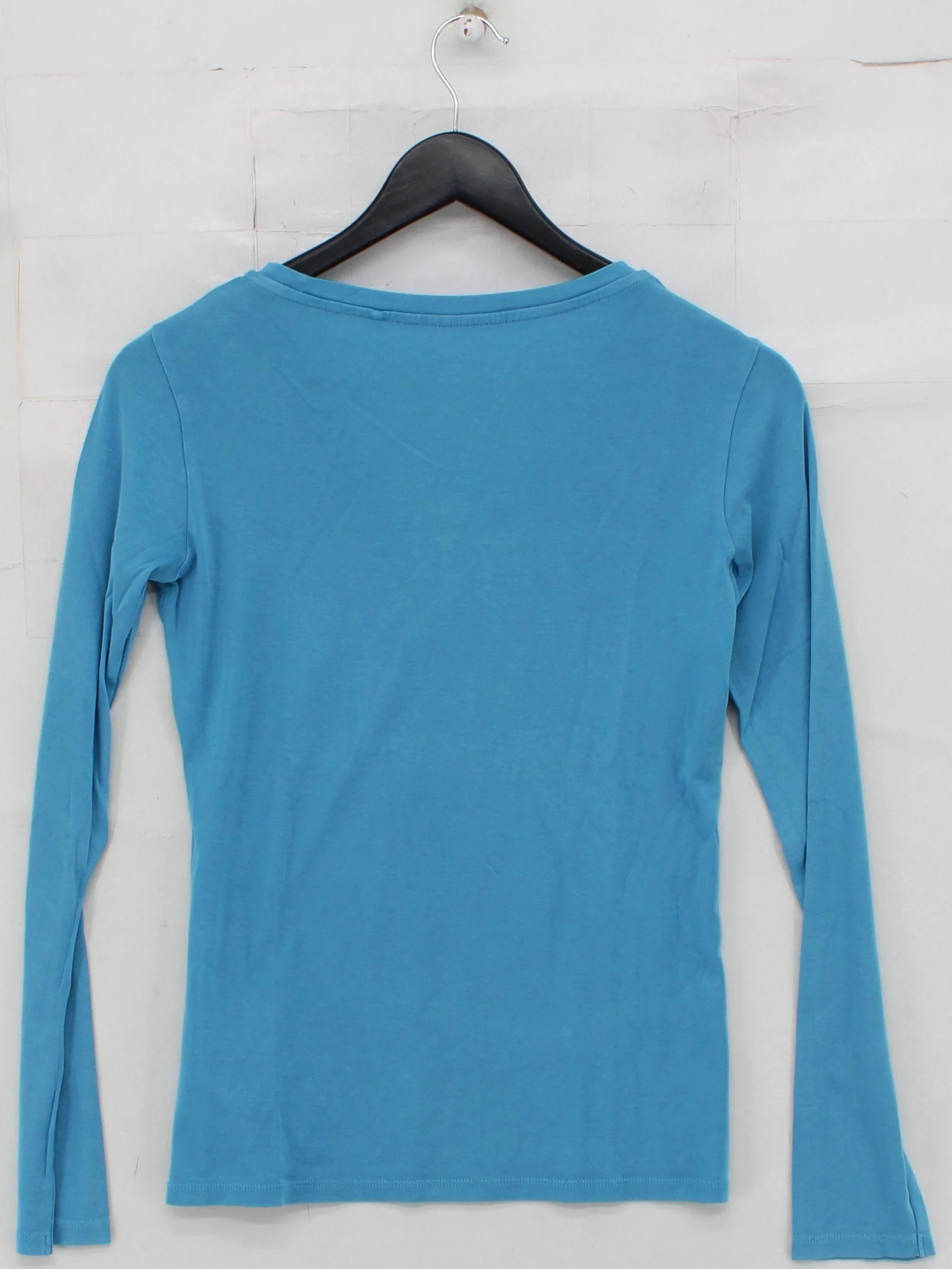 Uniqlo Women's T-Shirt S Blue Cotton with Elastane Short Sleeve Round Neck Basic - Image 2