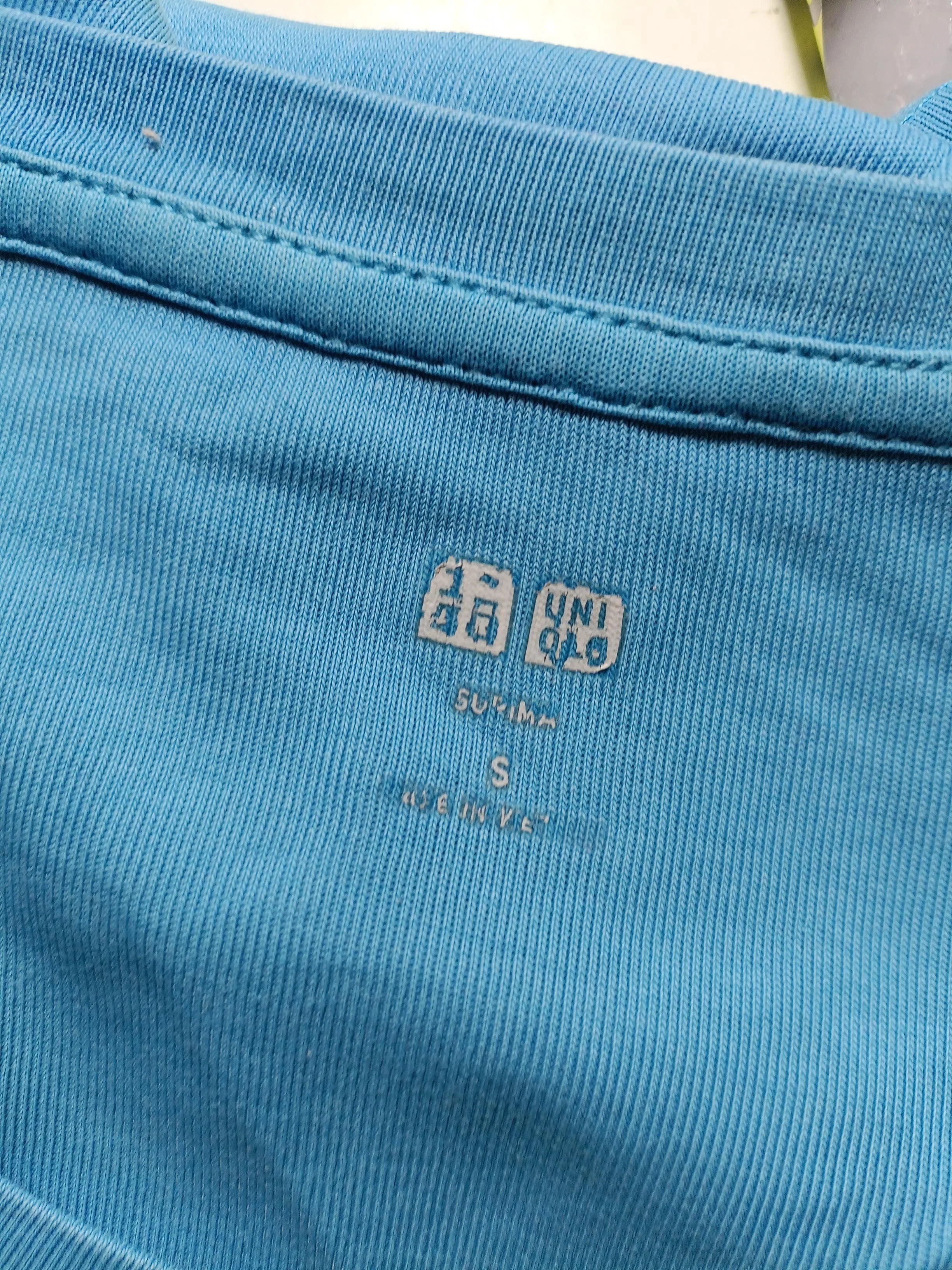Uniqlo Women's T-Shirt S Blue Cotton with Elastane Short Sleeve Round Neck Basic - Image 5