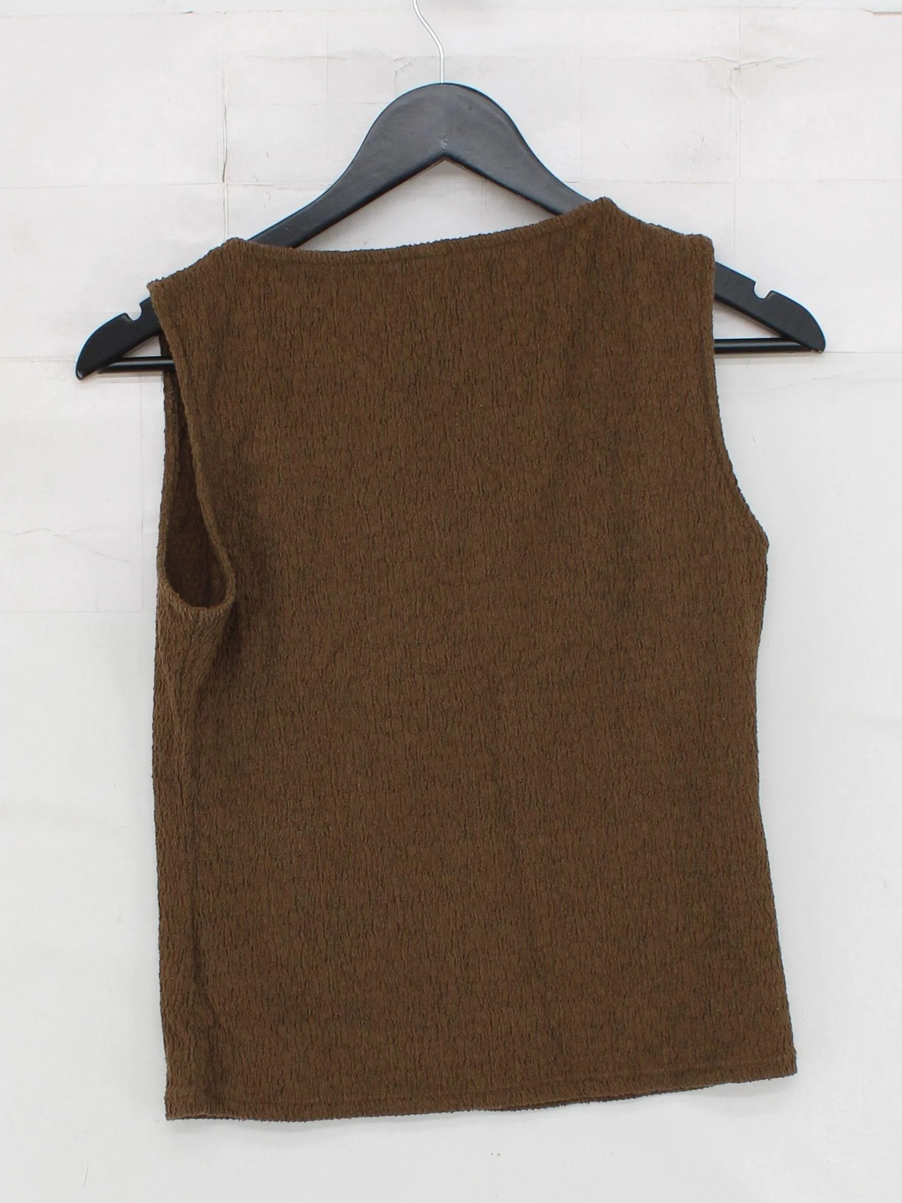 Uniqlo Women's T-Shirt S Brown 100% Other Sleeveless Round Neck Basic - Image 2