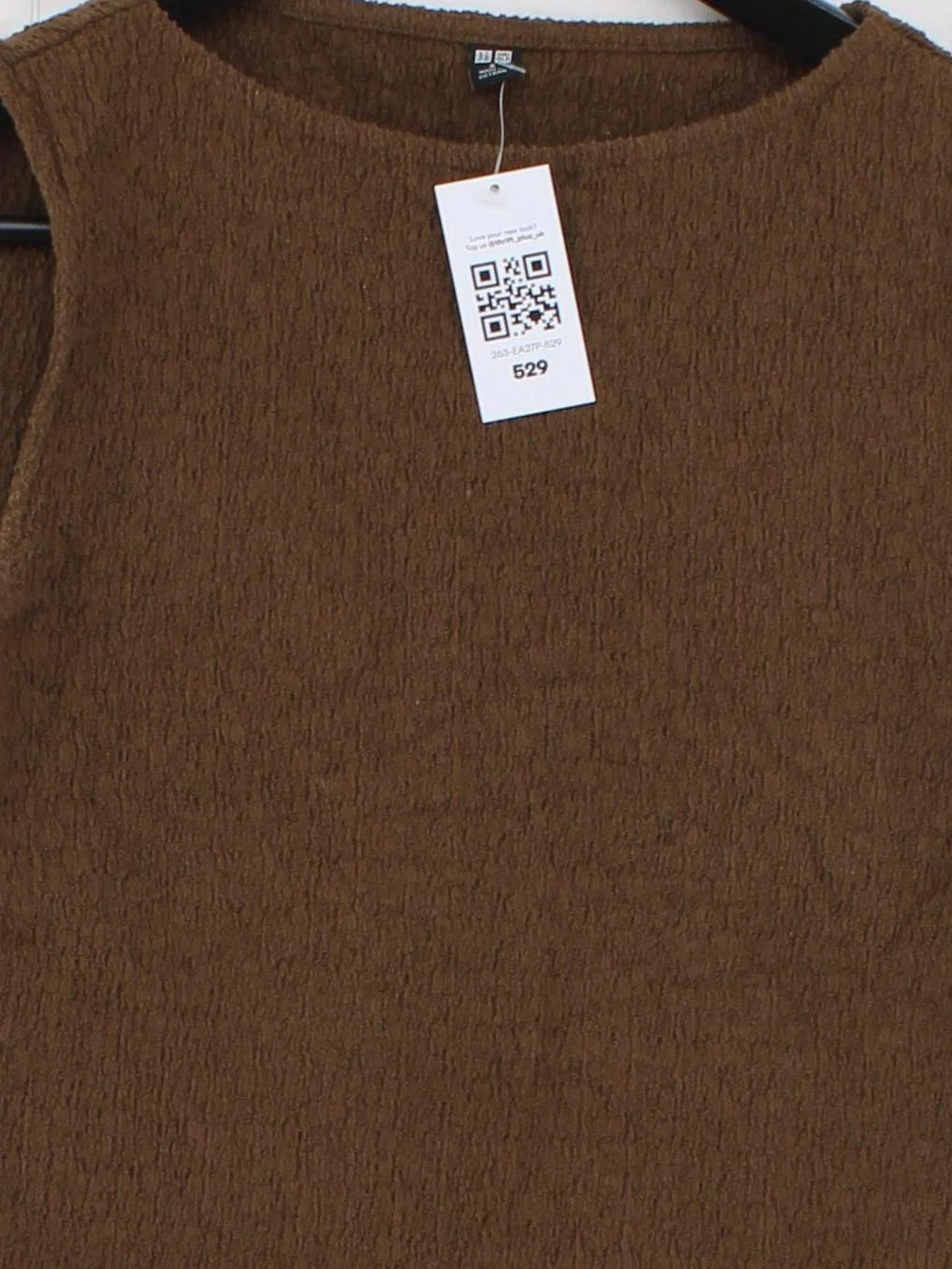 Uniqlo Women's T-Shirt S Brown 100% Other Sleeveless Round Neck Basic - Image 3