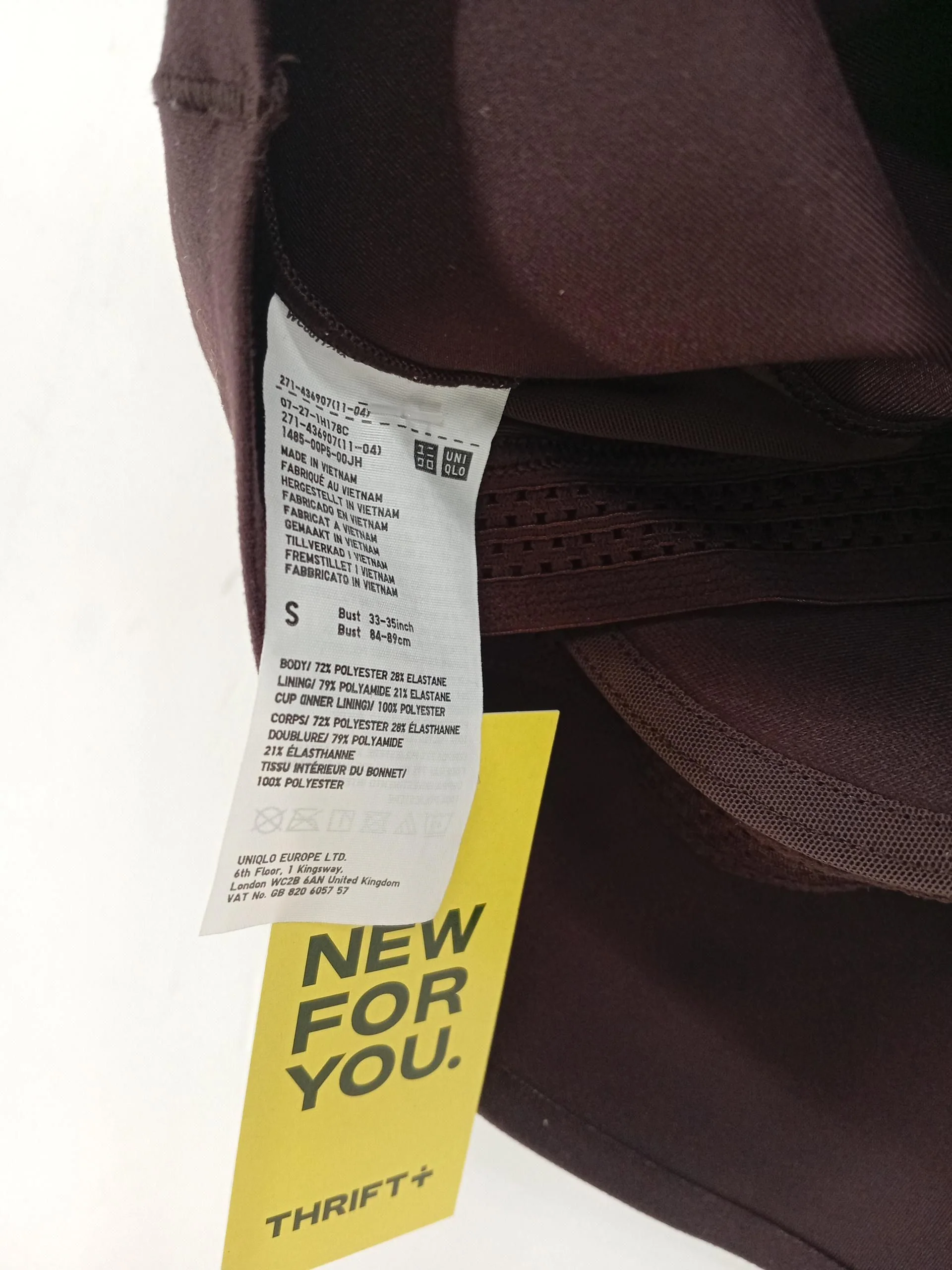 Uniqlo Women's T-Shirt S Brown Polyester with Elastane, Polyamide Basic - Image 6