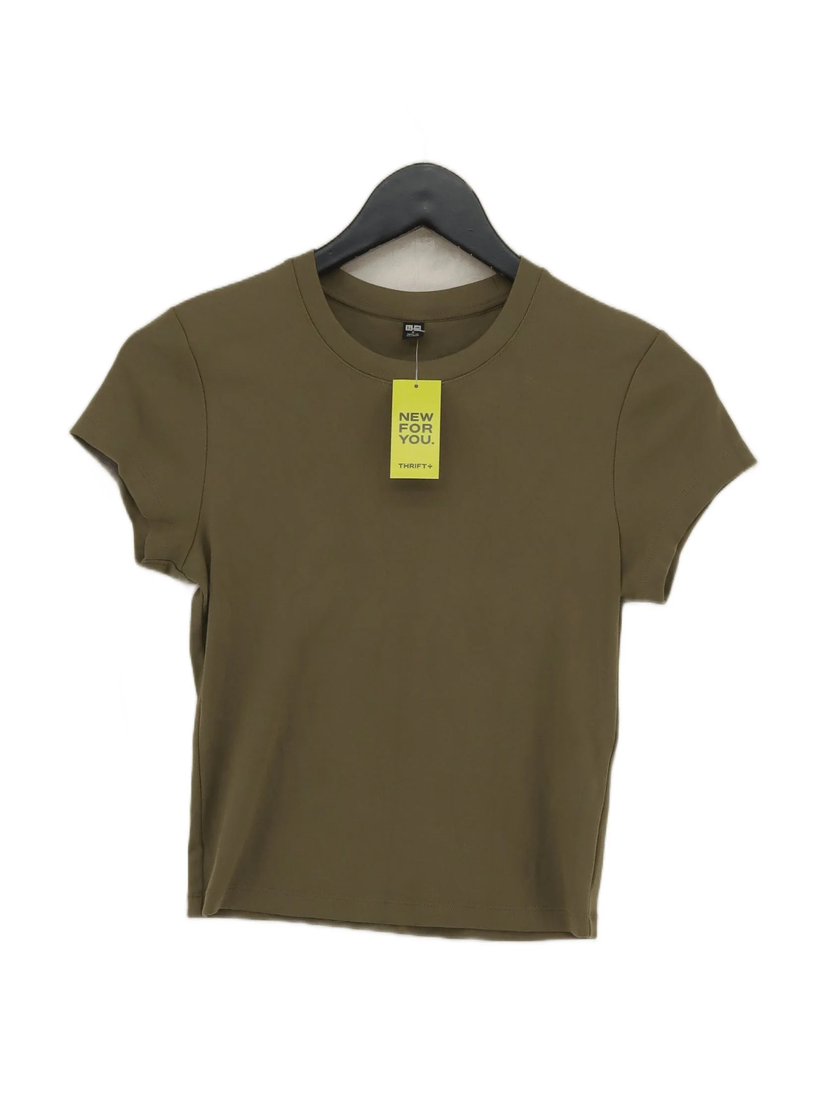 Uniqlo Women's T-Shirt S Green Cotton with Elastane Basic