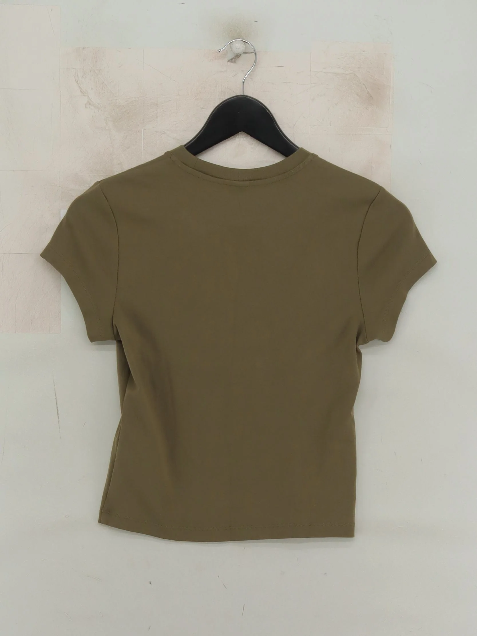 Uniqlo Women's T-Shirt S Green Cotton with Elastane Basic - Image 2