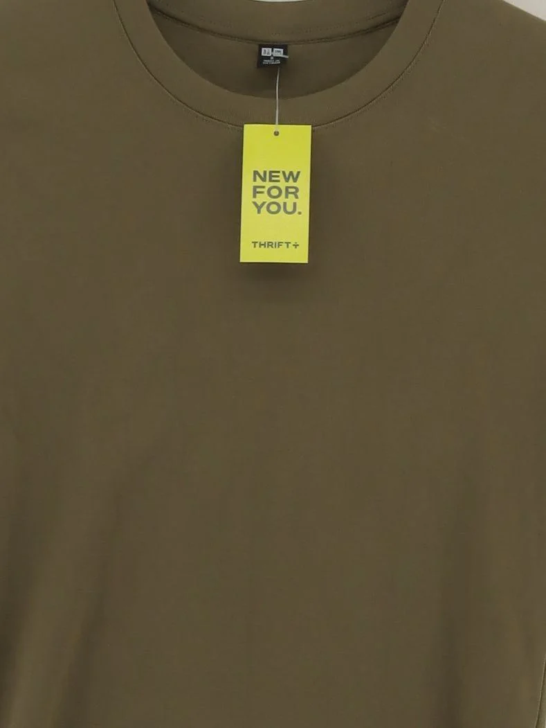 Uniqlo Women's T-Shirt S Green Cotton with Elastane Basic - Image 3