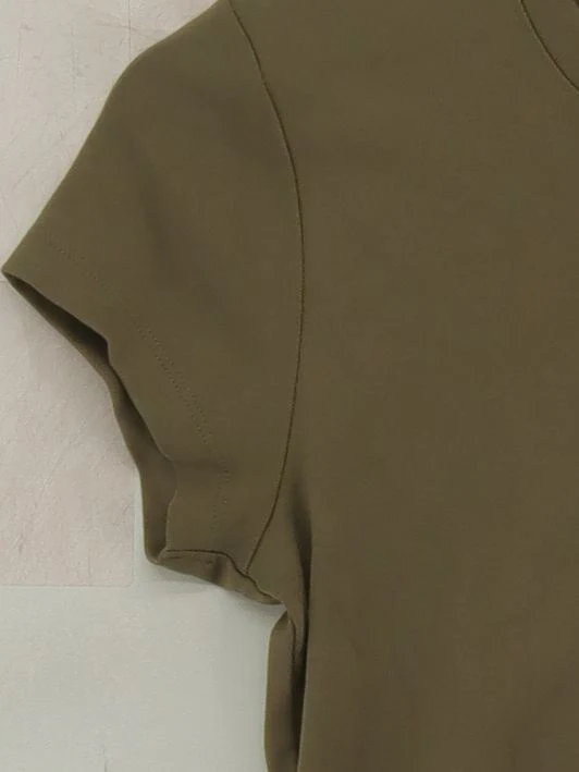 Uniqlo Women's T-Shirt S Green Cotton with Elastane Basic - Image 4