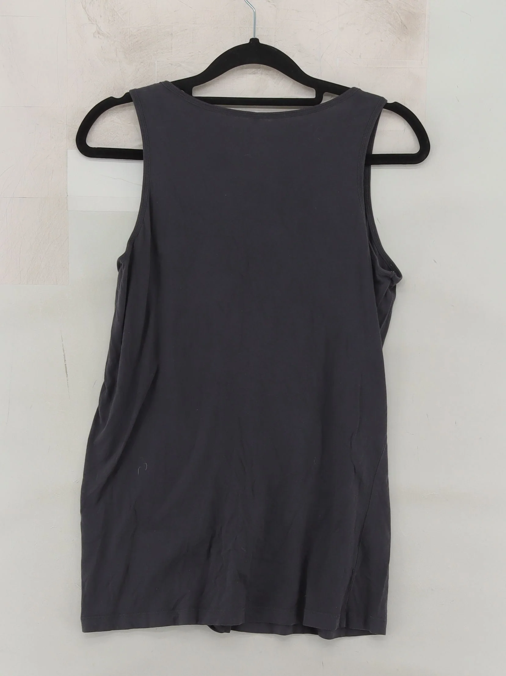 Uniqlo Women's T-Shirt S Grey 100% Cotton Sleeveless V-Neck Basic - Image 2