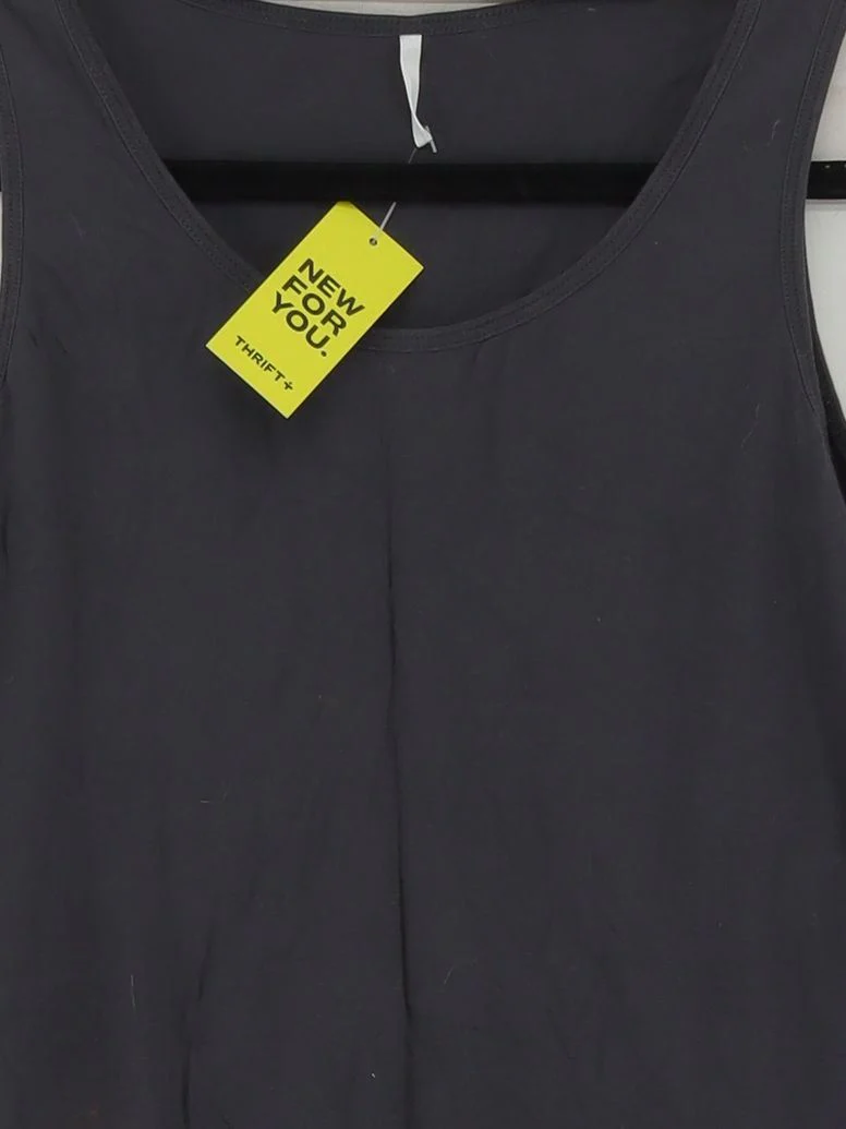 Uniqlo Women's T-Shirt S Grey 100% Cotton Sleeveless V-Neck Basic - Image 3