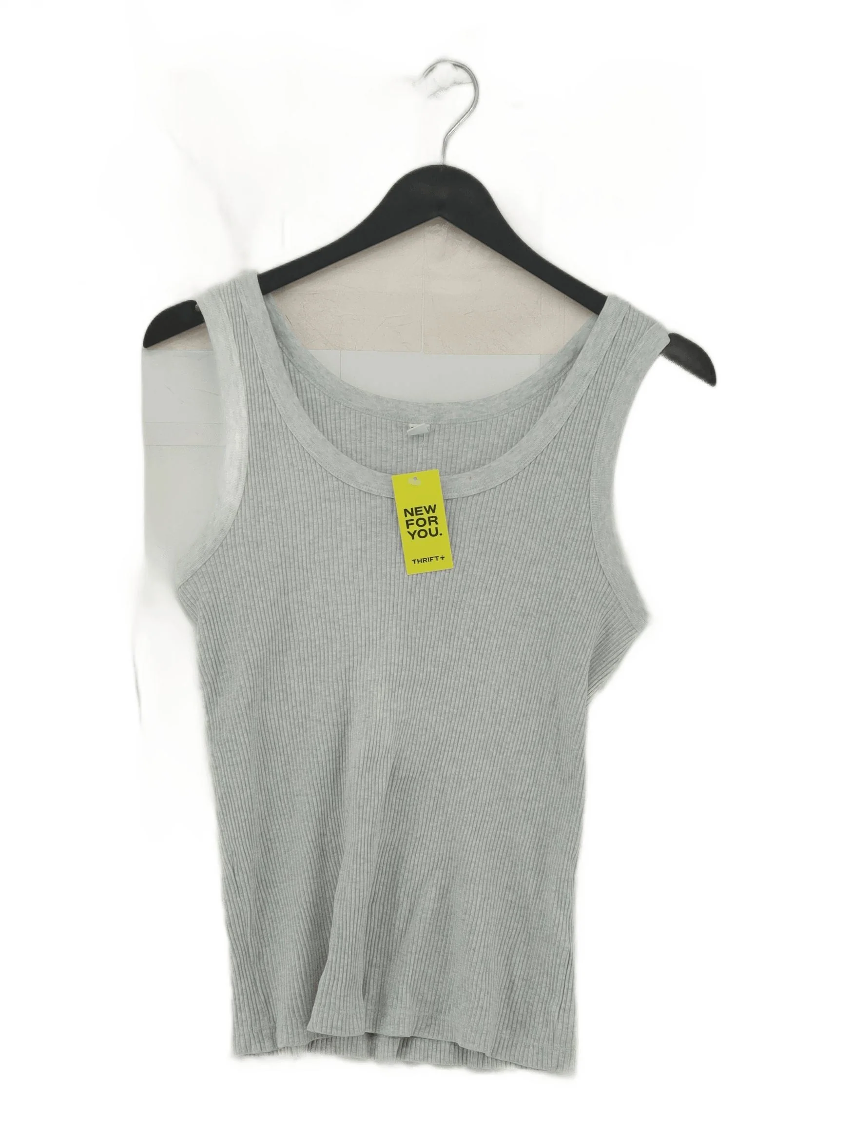 Uniqlo Women's T-Shirt S Grey Cotton with Elastane, Polyester Basic