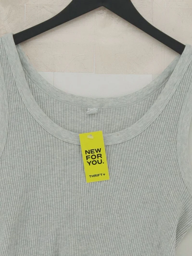 Uniqlo Women's T-Shirt S Grey Cotton with Elastane, Polyester Basic - Image 3