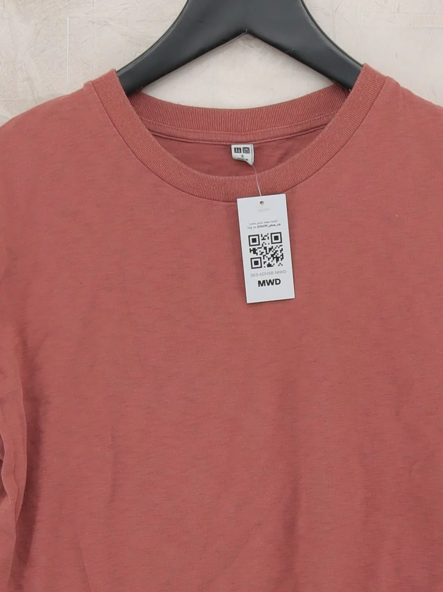 Uniqlo Women's T-Shirt S Pink 100% Cotton Short Sleeve Round Neck Basic - Image 3