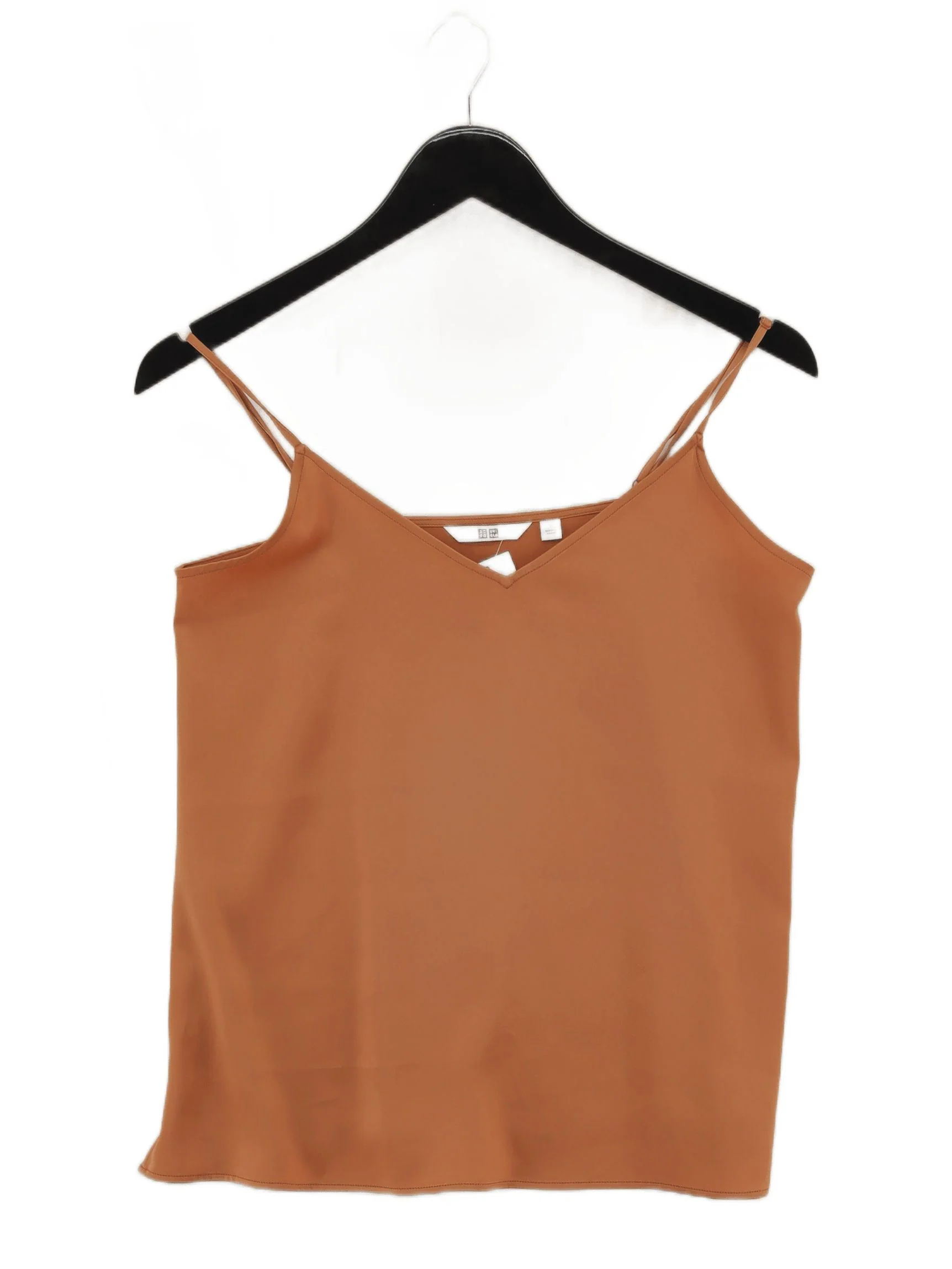 Uniqlo Women's T-Shirt S Tan Polyester with Elastane Sleeveless V-Neck Camisole