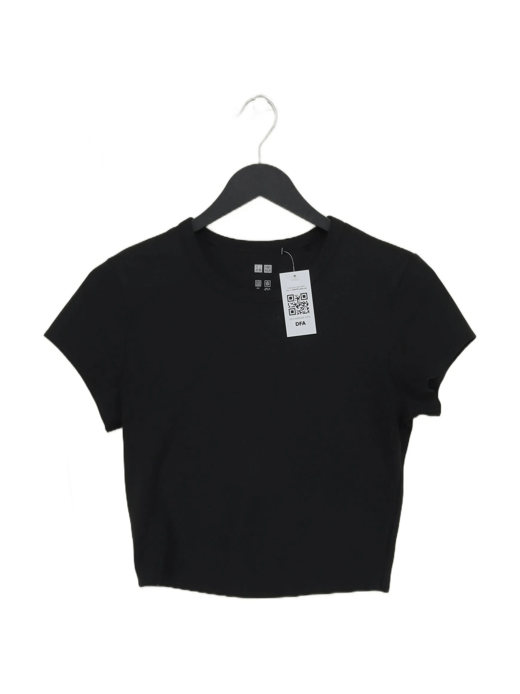 Uniqlo Women's T-Shirt XS Black 100% Other Short Sleeve Round Neck Basic