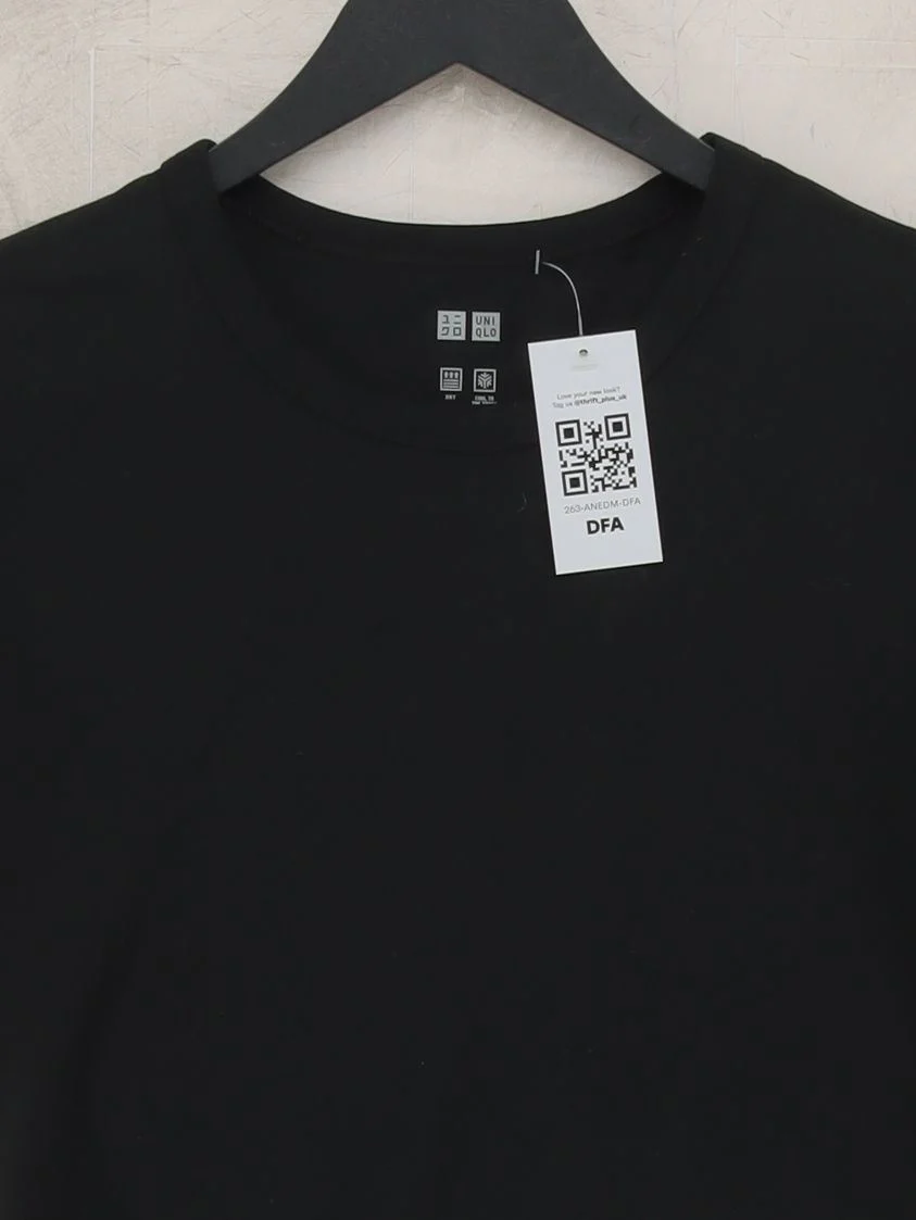 Uniqlo Women's T-Shirt XS Black 100% Other Short Sleeve Round Neck Basic - Image 3