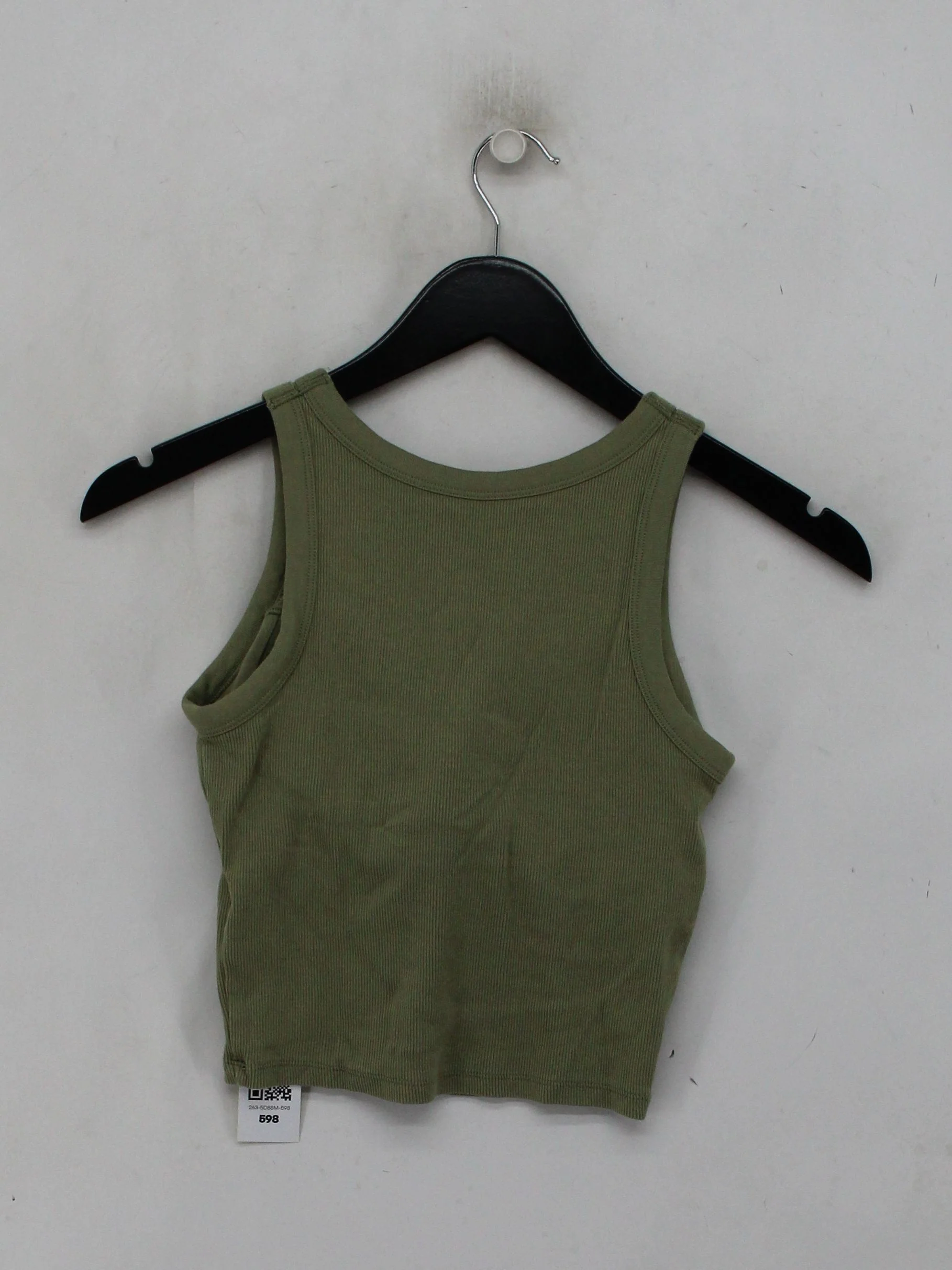 Uniqlo Women's T-Shirt XS Green Cotton with Elastane Sleeveless Round Neck Basic - Image 2