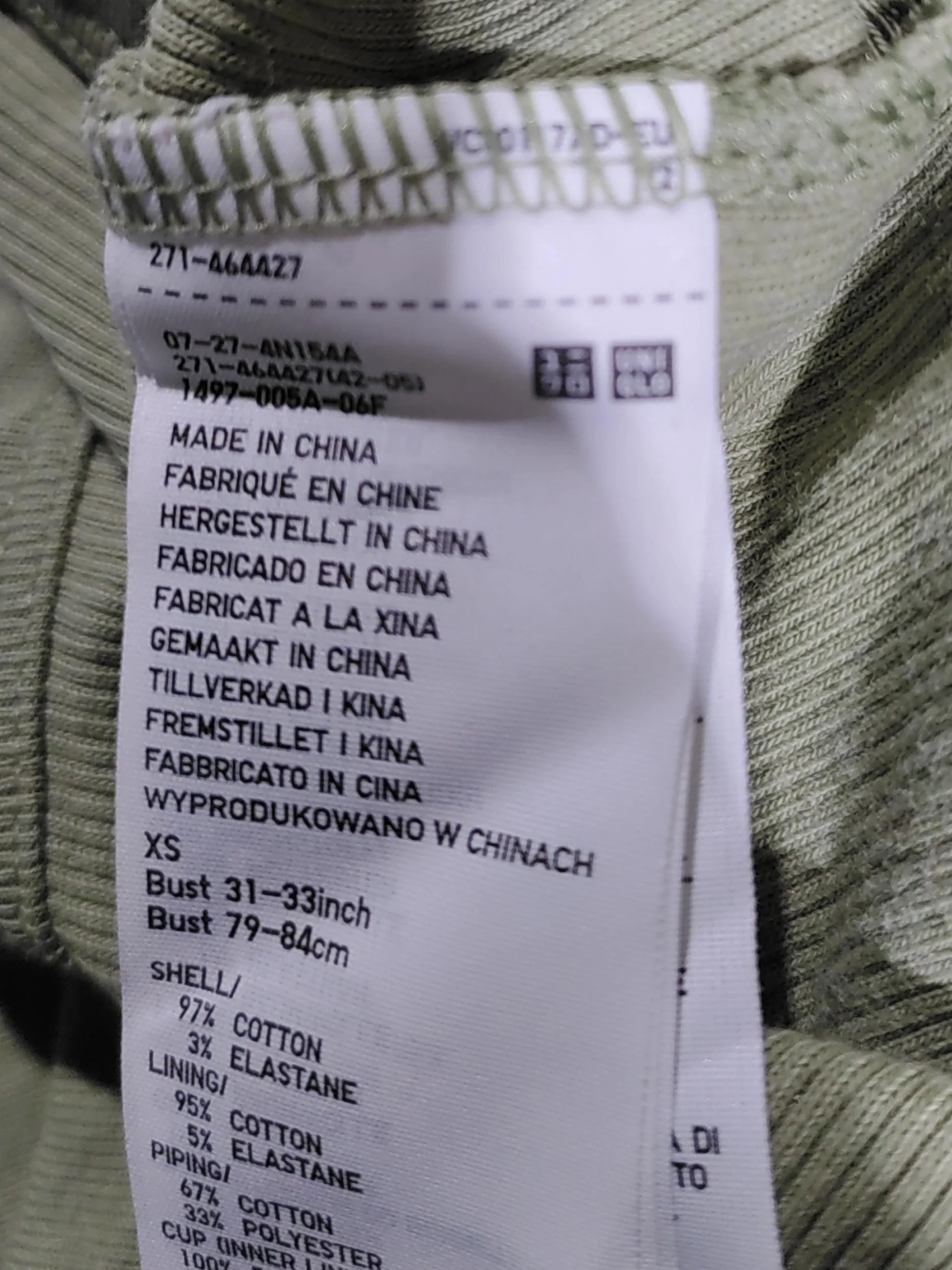 Uniqlo Women's T-Shirt XS Green Cotton with Elastane Sleeveless Round Neck Basic - Image 5