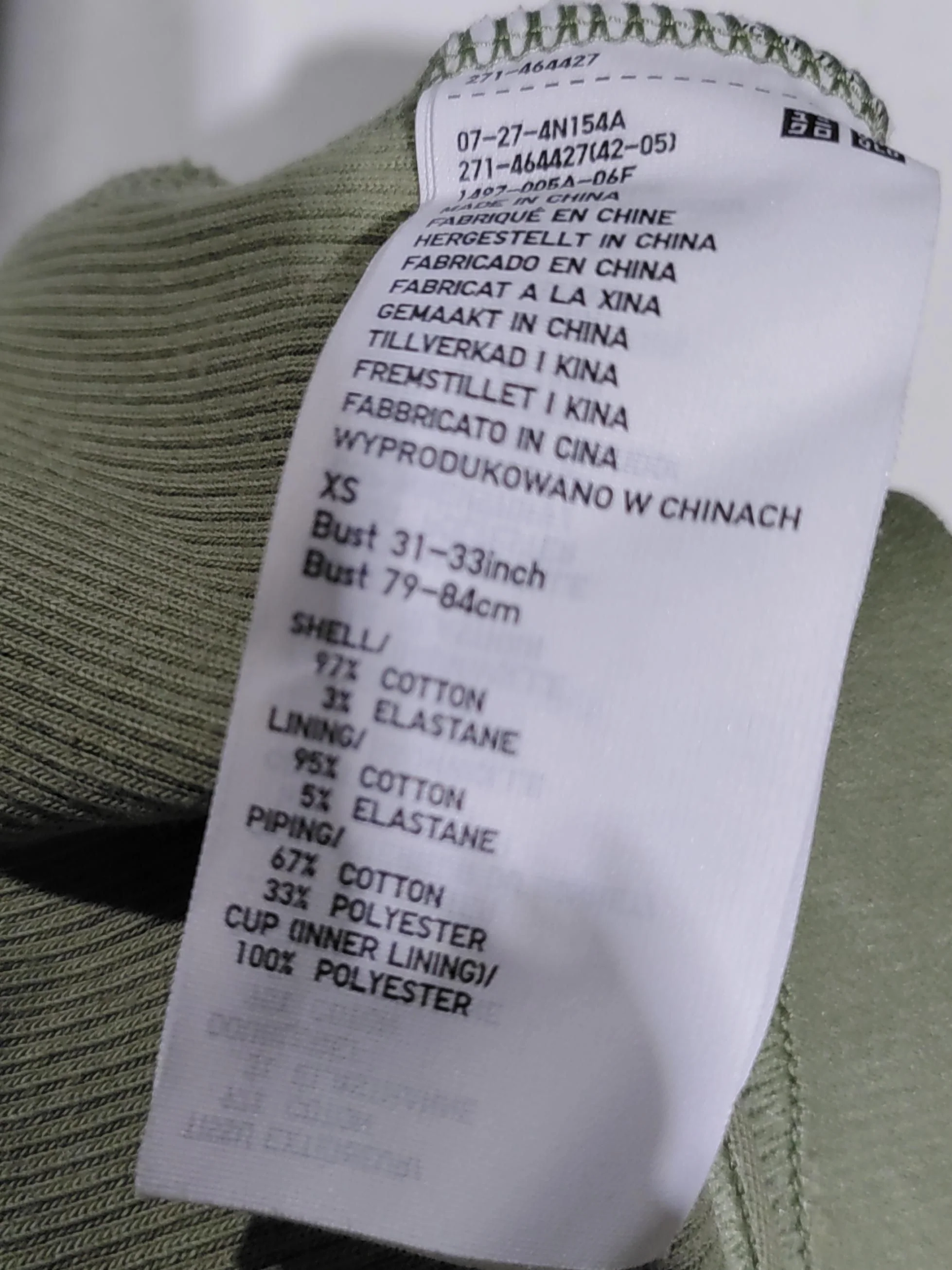 Uniqlo Women's T-Shirt XS Green Cotton with Elastane Sleeveless Round Neck Basic - Image 6
