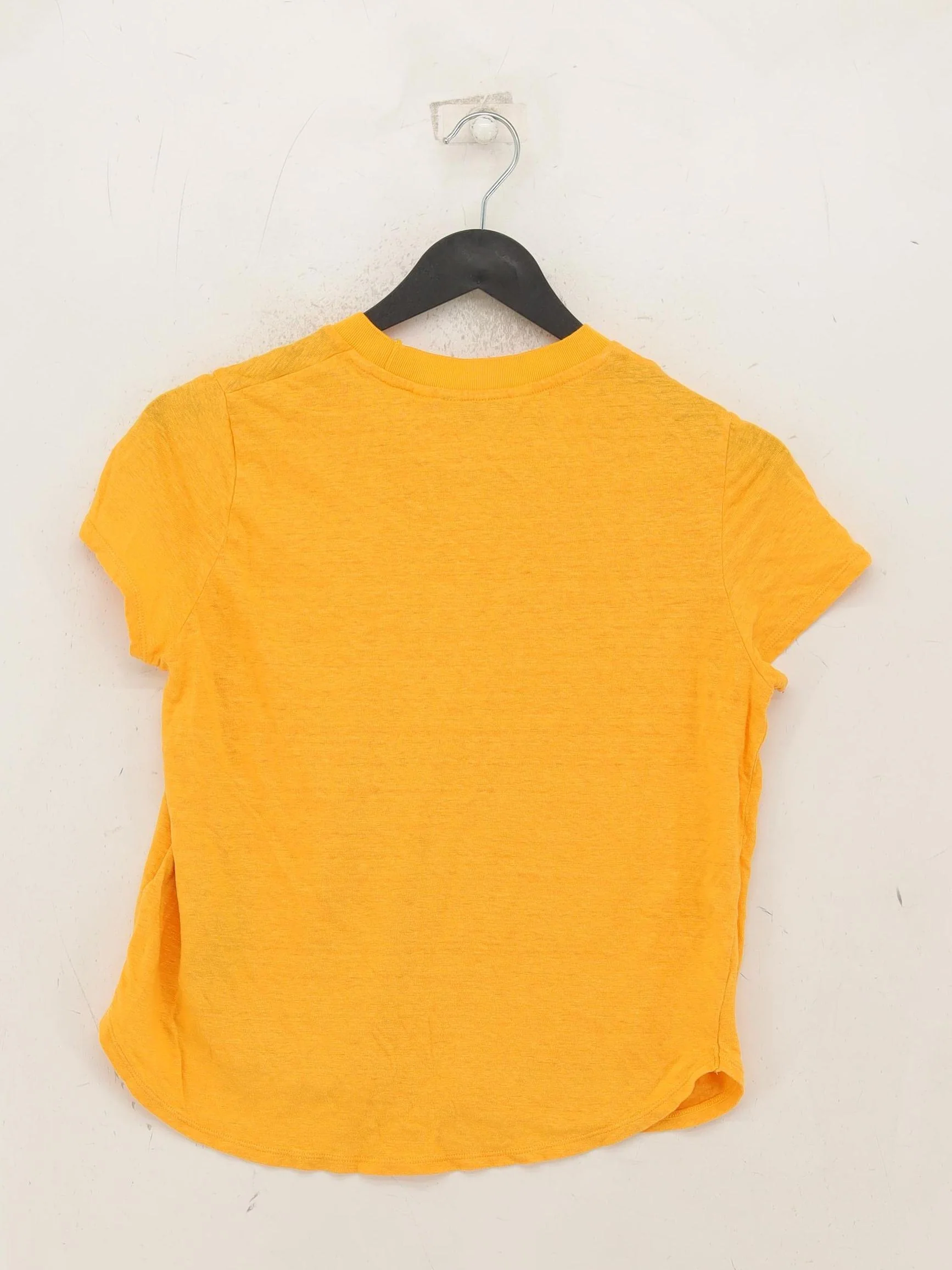 Uniqlo Women's T-Shirt XS Yellow 100% Linen Short Sleeve Round Neck Basic - Image 2