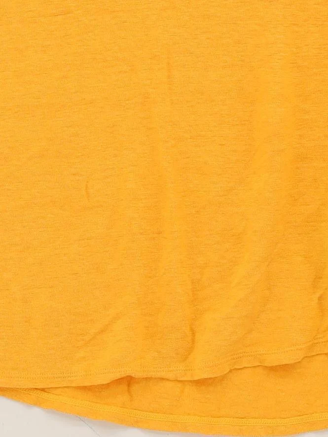 Uniqlo Women's T-Shirt XS Yellow 100% Linen Short Sleeve Round Neck Basic - Image 4