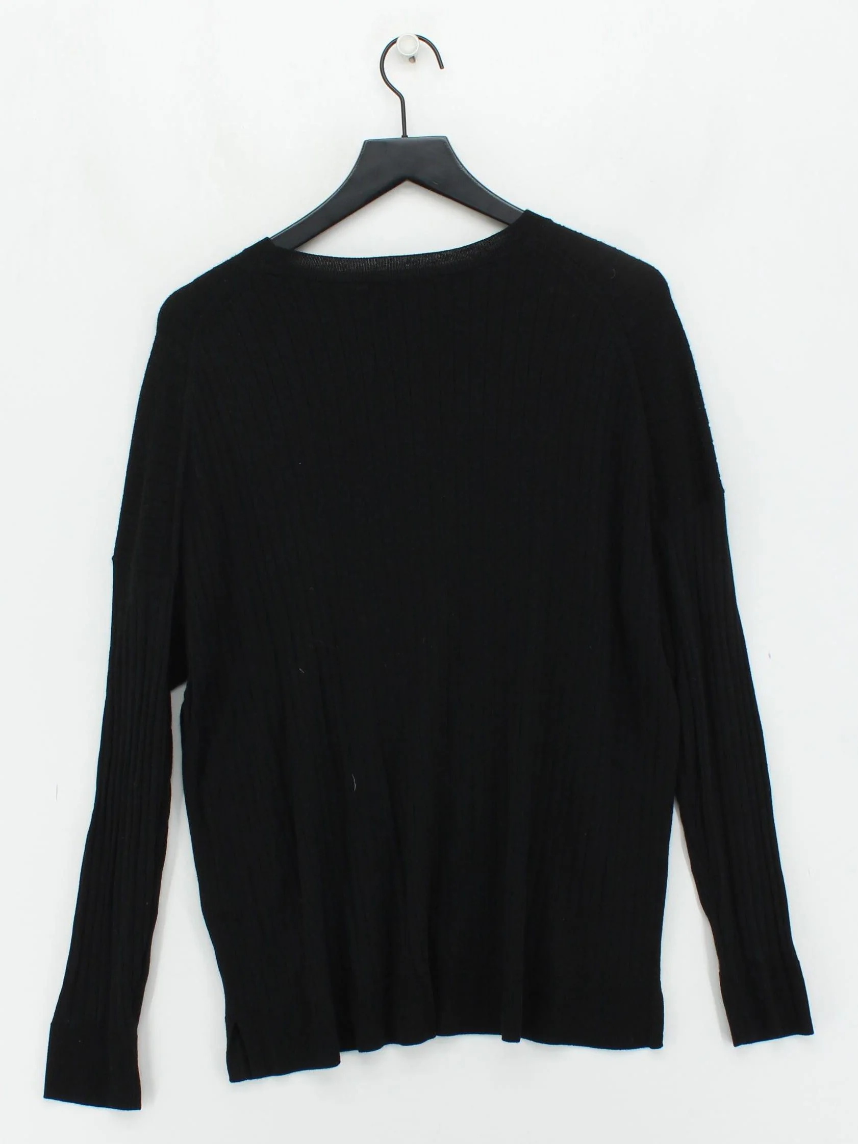 Uniqlo Women's Top L Black Acrylic with Wool Long Sleeve Round Neck Basic - Image 2
