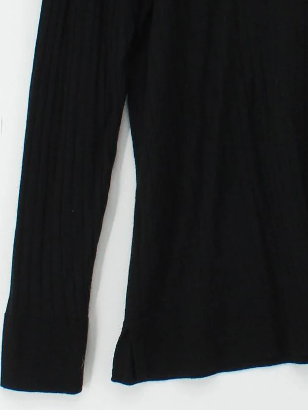 Uniqlo Women's Top L Black Acrylic with Wool Long Sleeve Round Neck Basic - Image 4